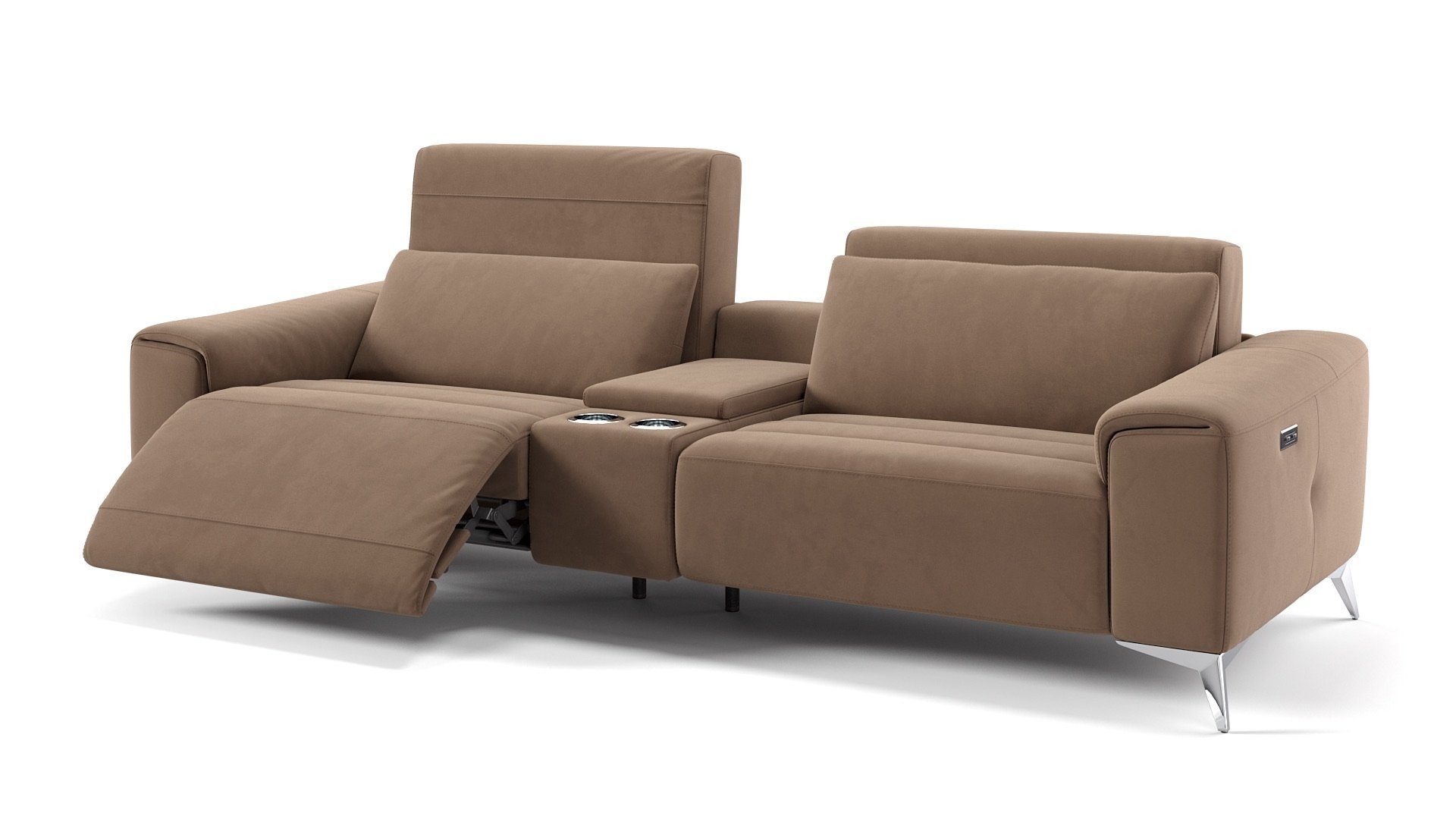 Sofanella Sofa cm Kinosofa Hellbraun XL: 2-Sitzer 100 252 Stoff BELLA in x