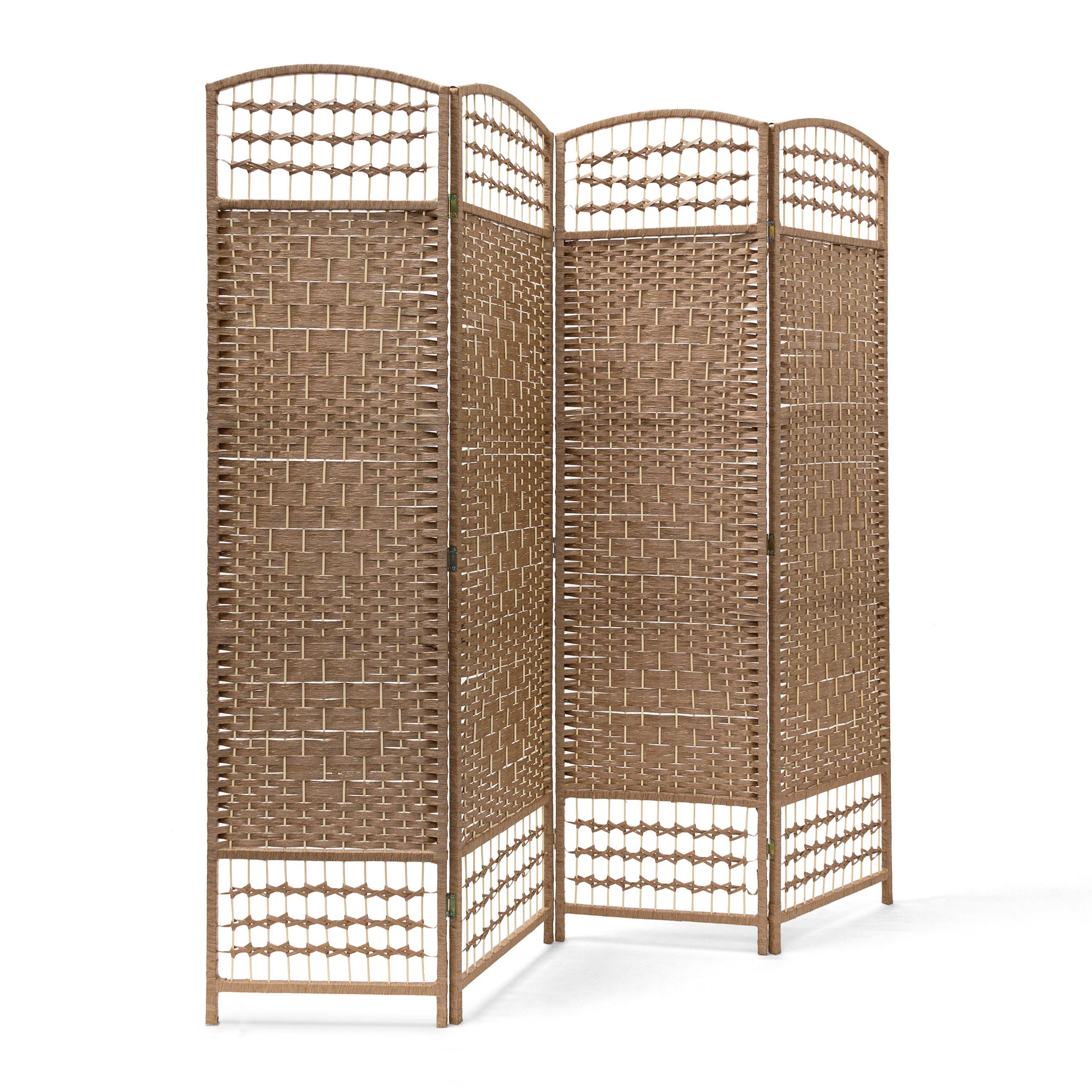 relaxdays Paravent 4 teilig, natur