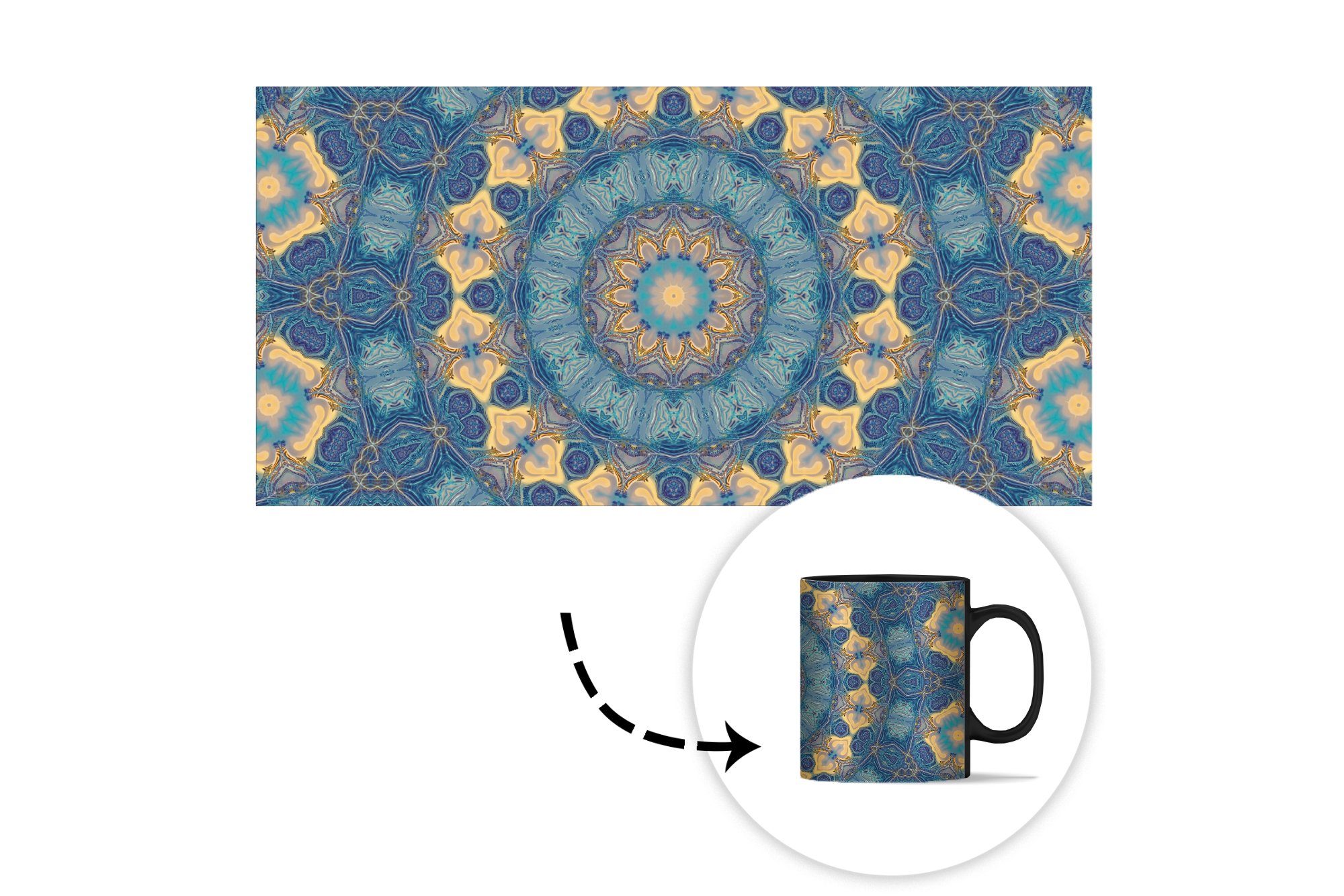 Kreis Blau - Zaubertasse, Farbwechsel, MuchoWow Kaffeetassen, Tasse - Geschenk Keramik, Teetasse, Mandala,