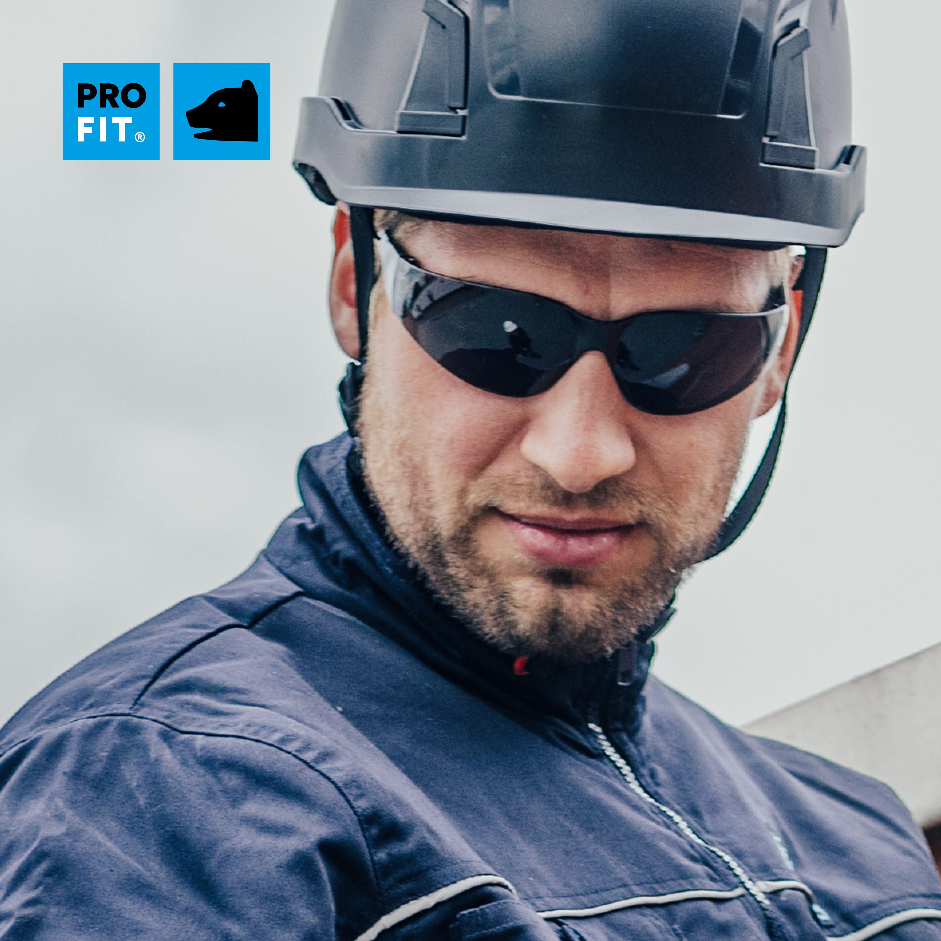 PRO FIT by Fitzner Arbeitsschutzbrille Light, Arbeitsbrille mit Seitenschutz, Beschlagfreie Sicherheitsbrille, Rahmenlos & Leicht, UV-Schutz - Schwarz