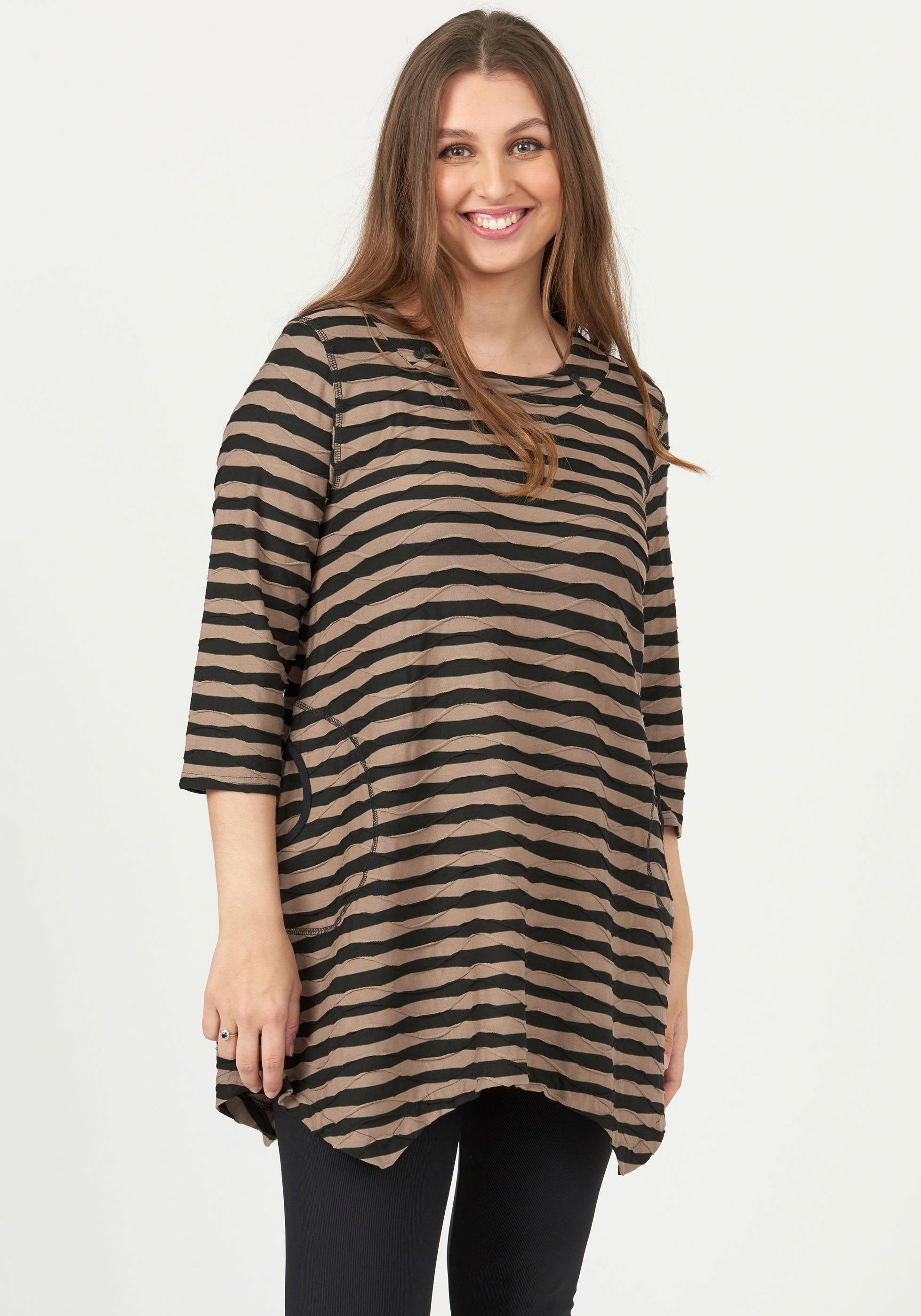 Pont Neuf Tunikashirt Pont Neuf dark Tunika-Shirt gestreift taupe