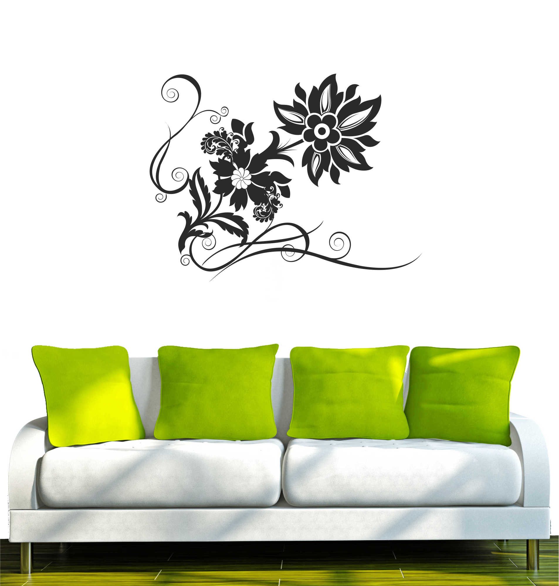INDIGOS UG Wandtattoo INDIGOS UG - Wandtattoo - Wandaufkleber - w210 Tribal Blume Ranke