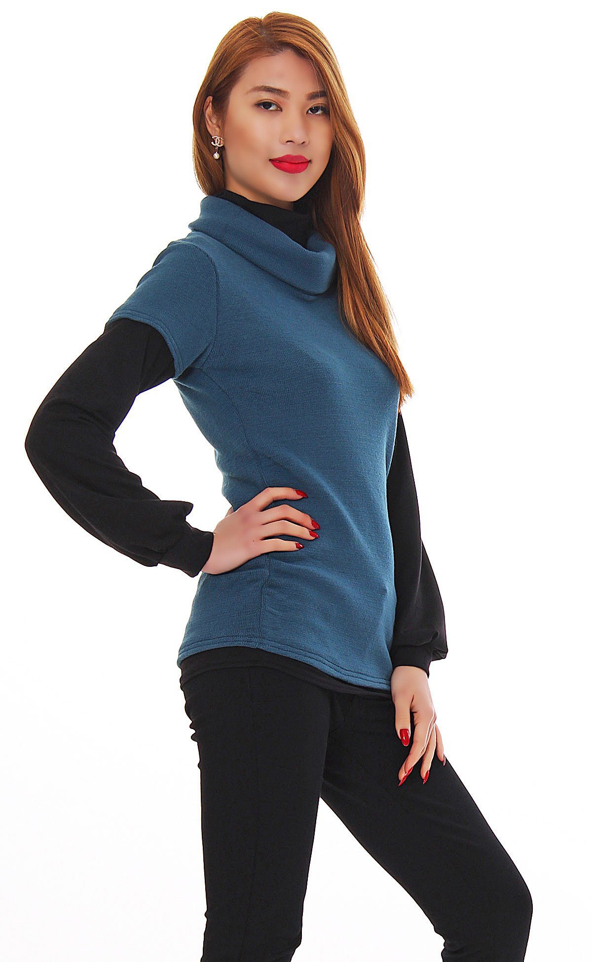 Mississhop Rollkragenpullover 2 in 1 Optik günstig online kaufen