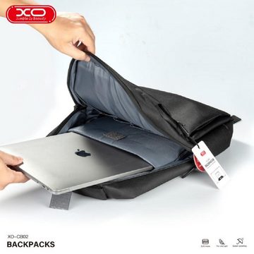 XO Laptoprucksack XO Laptop Rucksack CB02 15.6” Schwarz, Wasserdicht, Externe USB-Ladeanschluss mit integriertem Ladekabel