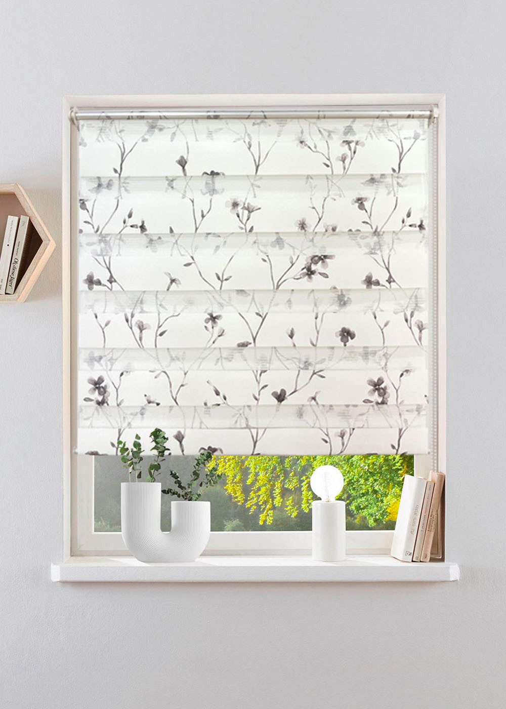 Doppelrollo MINNA, OTTO home, Lichtschutz, ohne Bohren, freihängend, Klemmfix, Rollo mit Floralem Design, Für Fenster & Tür, Klemmfix - sehr beliebt!
