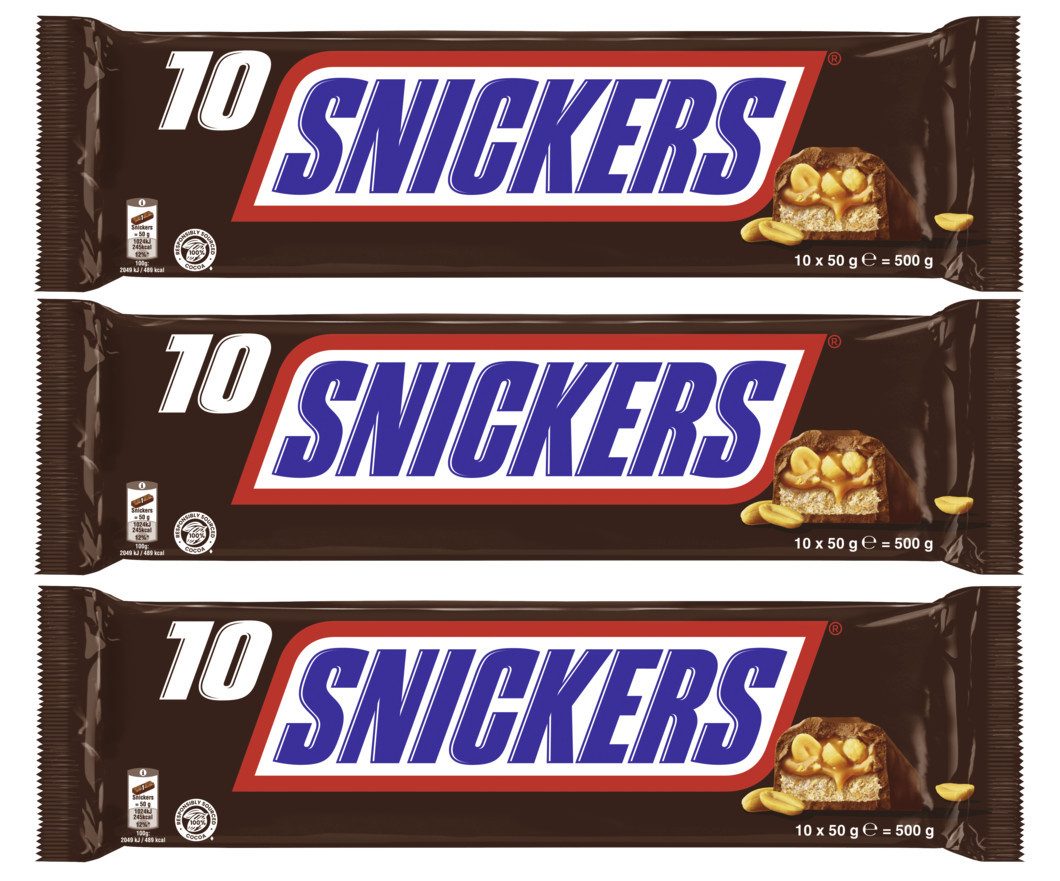 Snickers Süßigkeit Snickers 3x 10x50g (1500g)