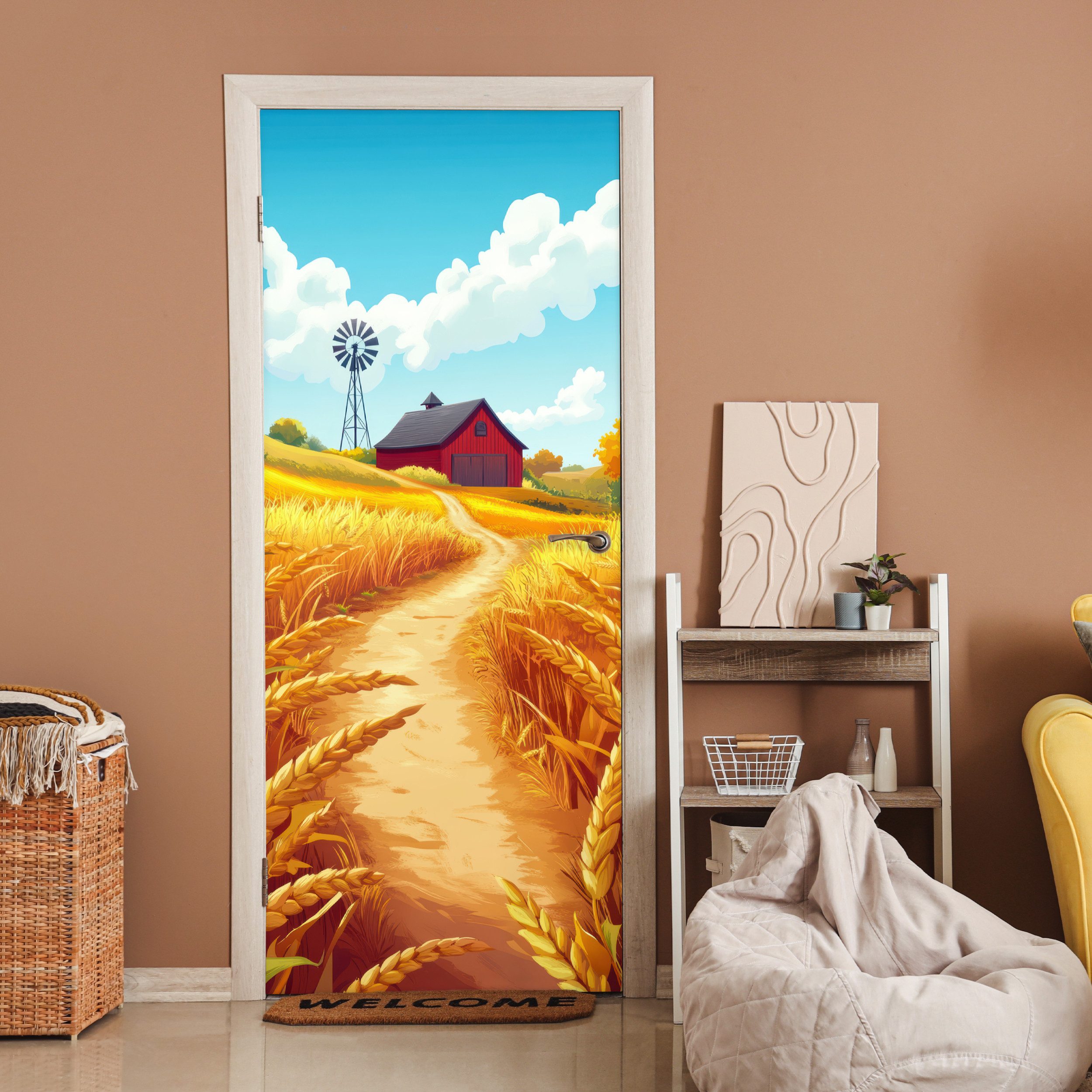 MuchoWow Türtapete Bauernhof - Landschaft - günstig online kaufen