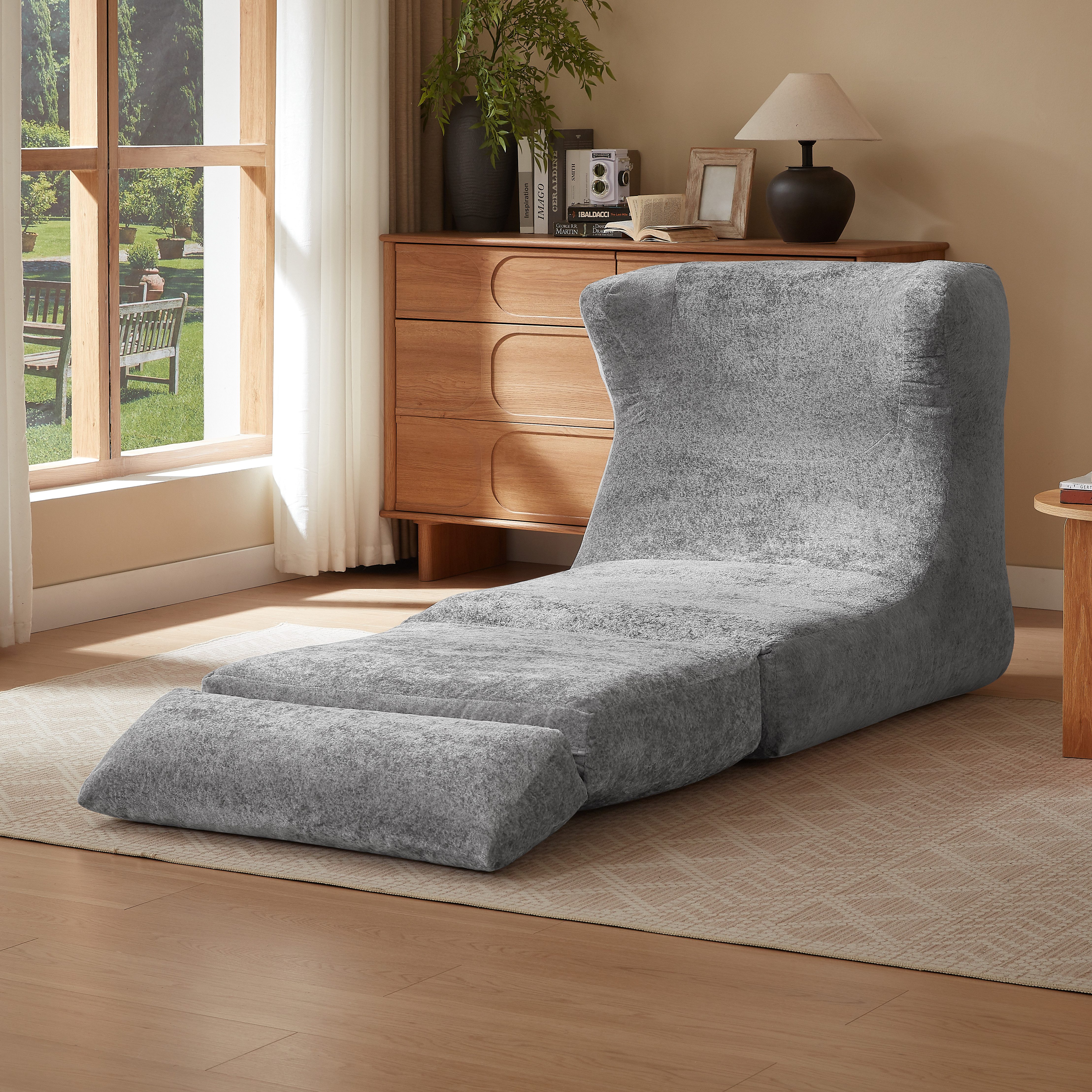 Odikalo Relaxliege Chenille-Relaxsessel mit Klappfunktion & schlaffunktion, einzigartiges Design, geeignet für Wohnzimmer und Schlafzimmer, kann von einem Einzelsessel in einen Liegestuhl umgewandelt werden