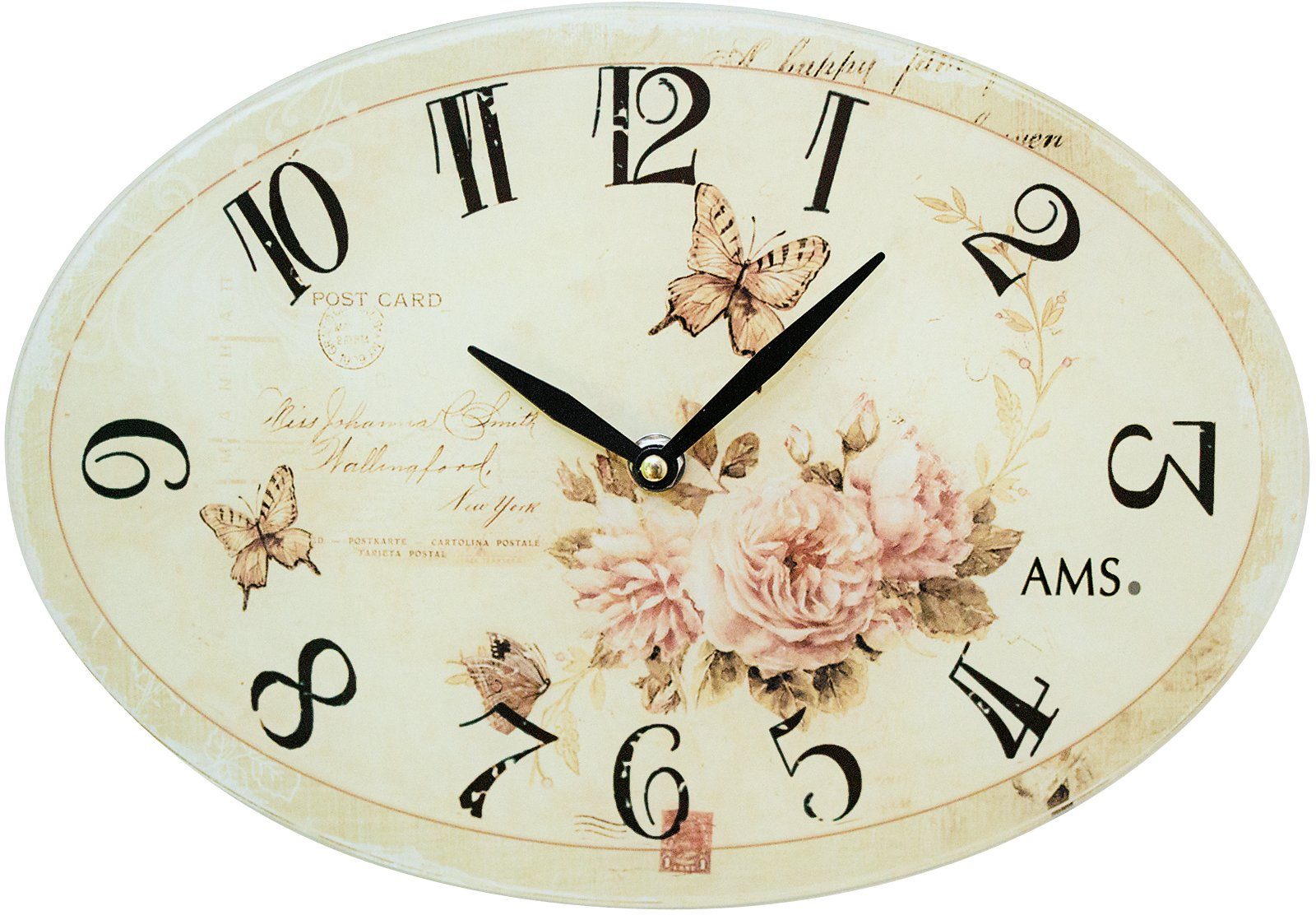 AMS Wanduhr W9478 (Quarzuhr,Glas,Wohnzimmer,Esszimmer,Küche,Arbeitszimmer,Büro, Flur)