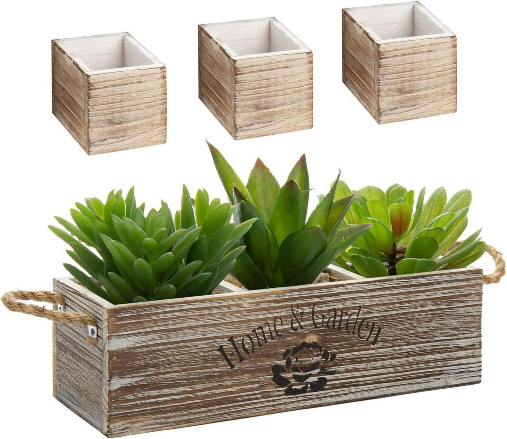 Weidenkorb Alte Ziegelform Holzkiste mit 3-Fach Design 34cm Vintage Deko