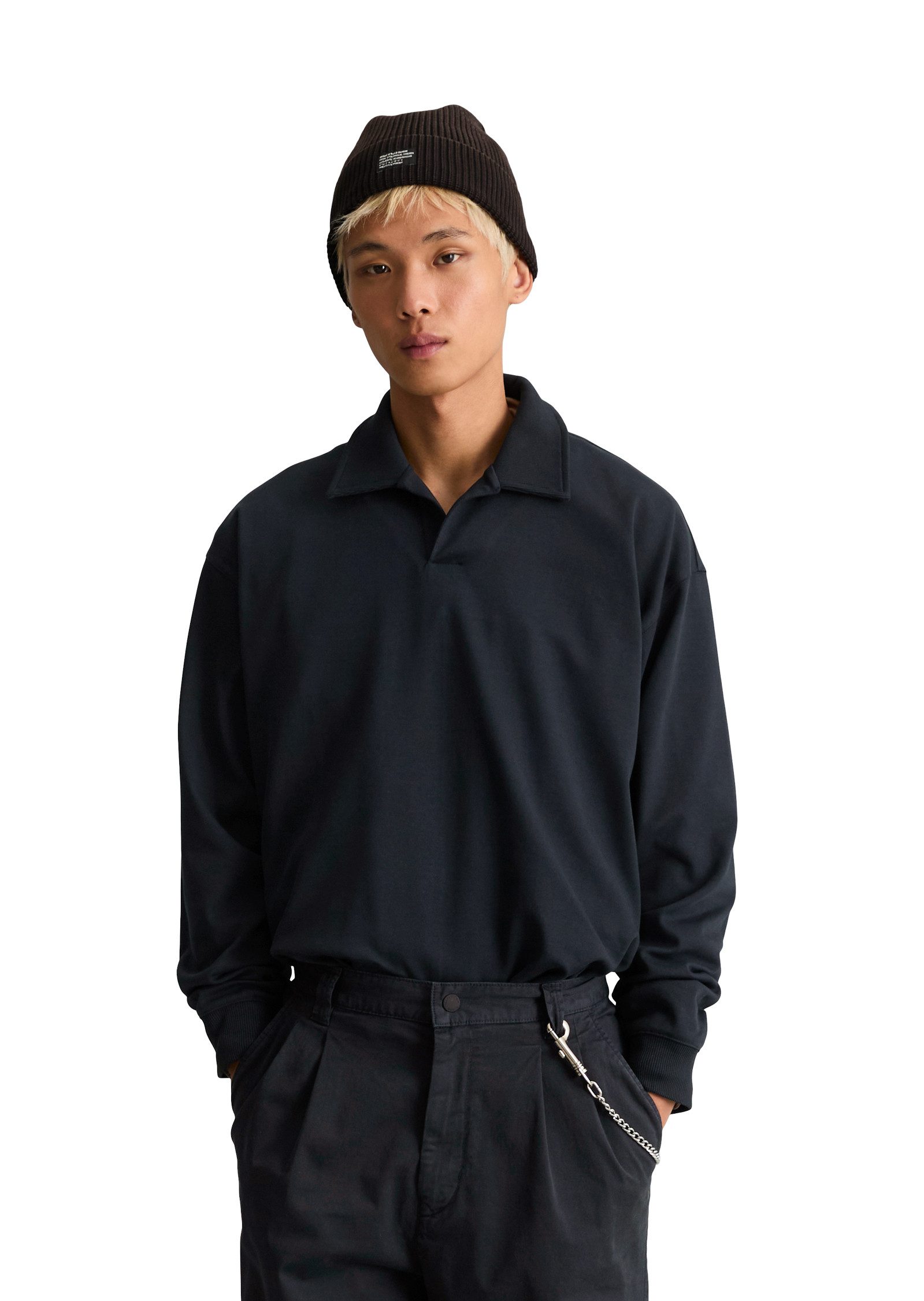 Marc O'Polo DENIM Langarm-Poloshirt Polo-Sweatshirt regular aus schwerem Interlock Jersey
