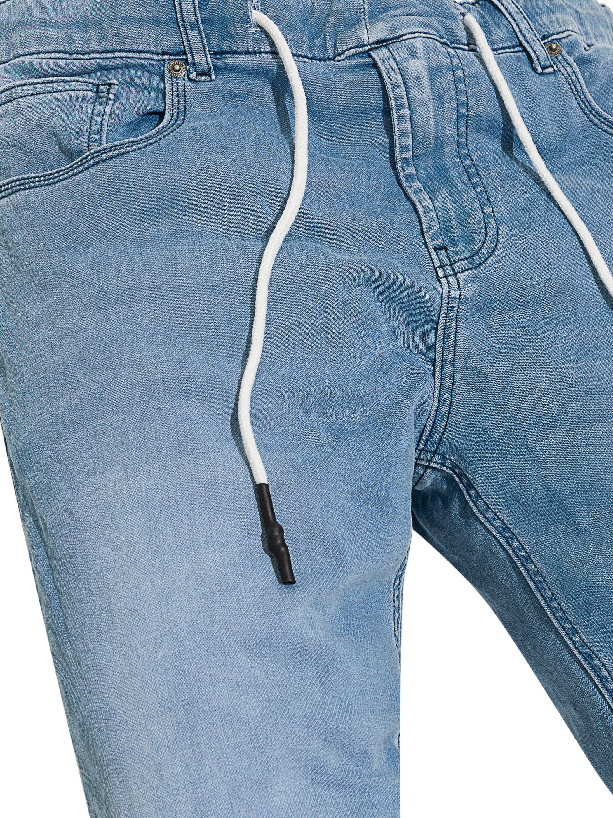 Jeans, Slim-fit-Jeans (Estate Schmale Erik in mit Sweathose Herren Jeansoptik 194027) Yazubi Blue Hellblau Stretch-Anteil