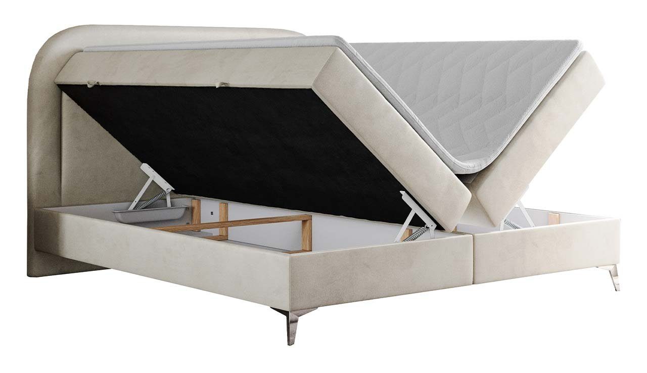 EIRA, Boxspringbett Doppelbett Schlafzimmer, mit MKS Stauraum, zum MÖBEL Multipocket-Matratze