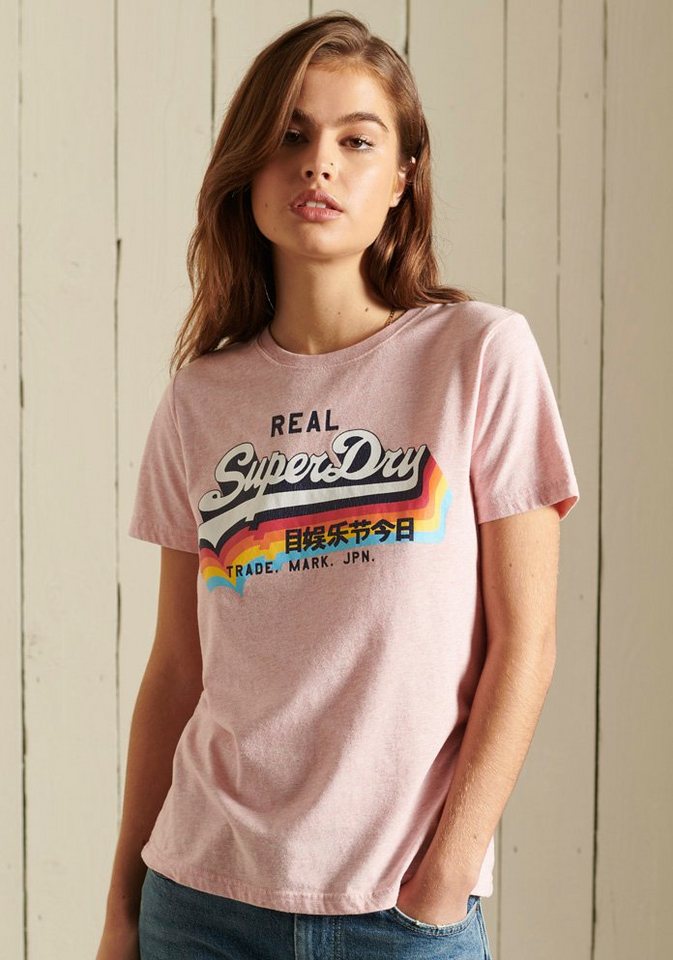 T-Shirt Rainbow Print Vintage T-Shirt Superdry mit Logo
