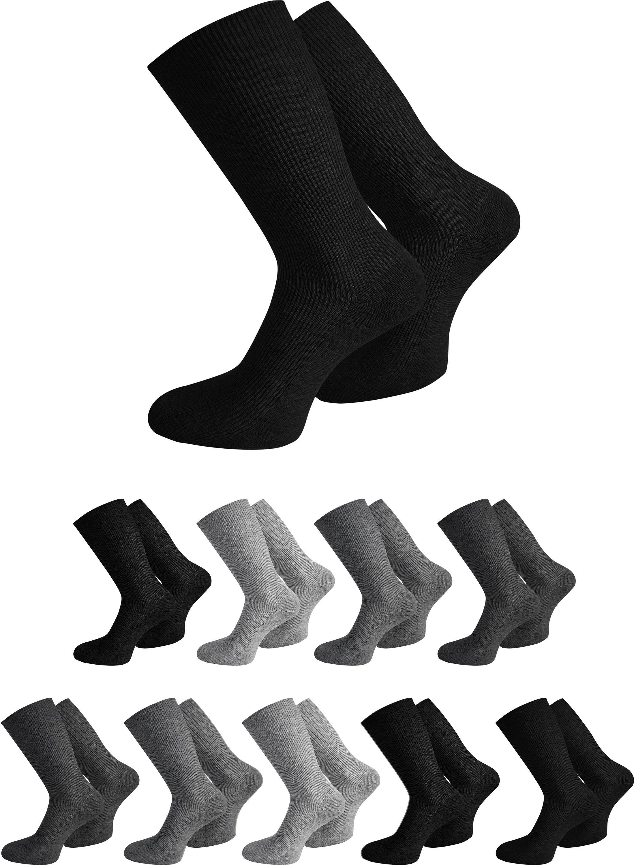 normani Diabetikersocken 10 Paar Gesundheitssocken mit hohem Baumwollanteil (10 Paar) ohne einschneidendes Bündchen