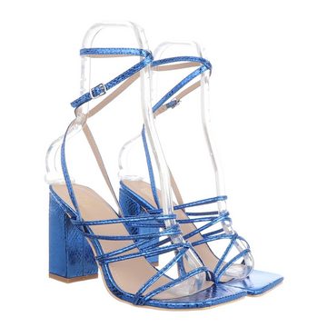 Ital-Design Damen Abendschuhe Party & Clubwear Sandalette Blockabsatz Sandalen & Sandaletten in Blau