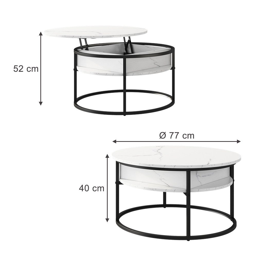 Vicco Couchtisch Marlo, Marmor Weiß, 77 günstig online kaufen