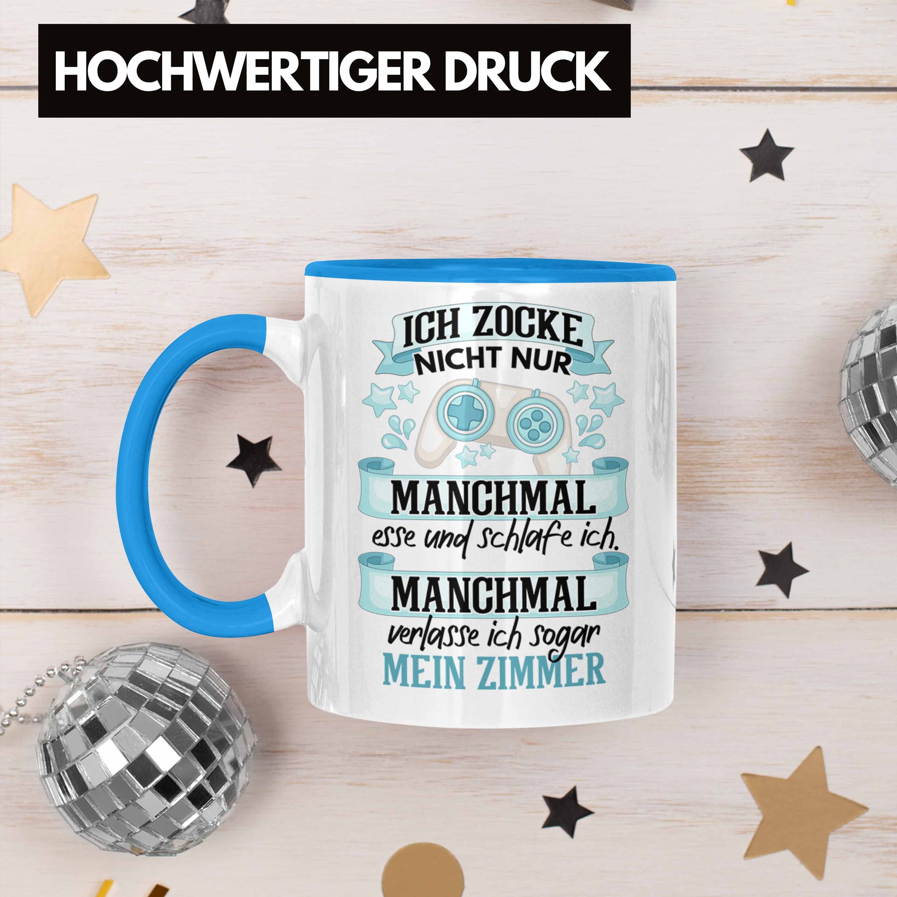 Trendation Tasse Trendation - Gaming PC Lustige Blau Video Gamer Gaming Geschenk Geschenk Zocker Spruch Jungs Games Tasse Kaffeetasse