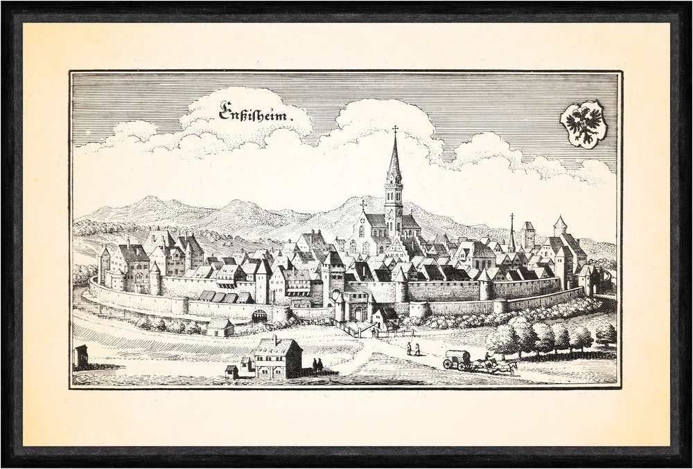Kunstdruck Ensisheim Anze Ill Regentenpalast Kirche St. Martin Elsaß Faks_Merian