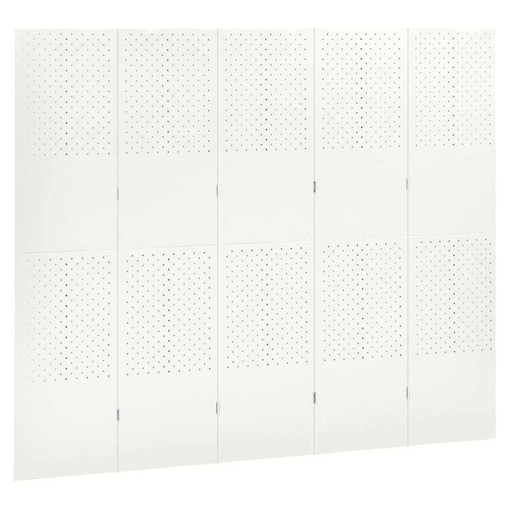 200x180 Spanische cm Raumteiler vidaXL Raumteiler Trennwand Wand Sta 5-tlg Paravent Weiß