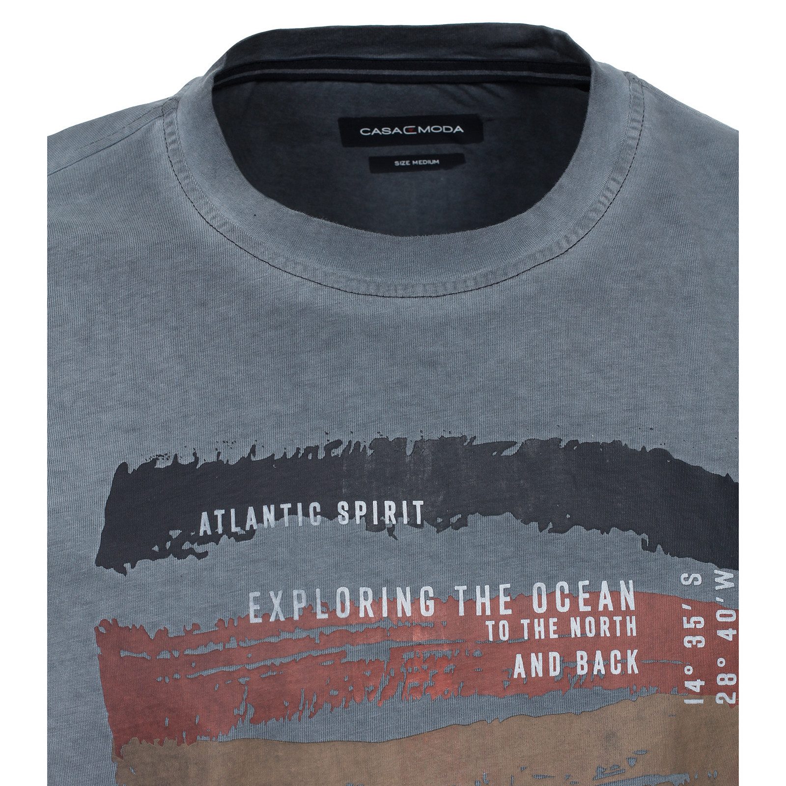CASAMODA Rundhalsshirt CasaModa T-Shirt Vintage-Print graublau günstig online kaufen
