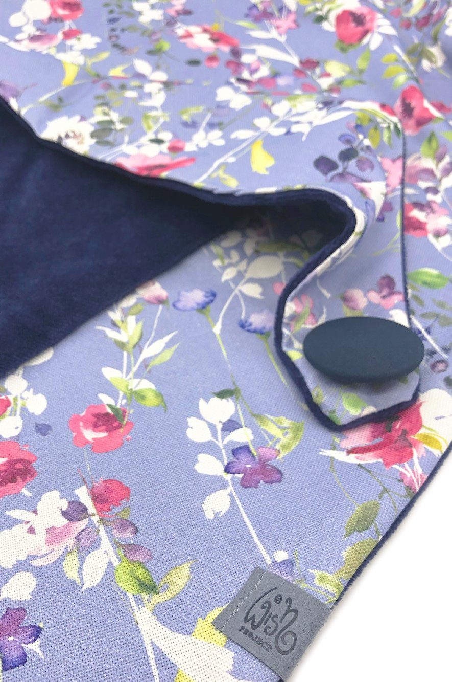 Damen Blau in Schlauchschal Blüten mit aus Tuch, Kapuzenschal, Wishproject® natürlicher Dreieckstuch Halstuch Hellblau Baumwolle,