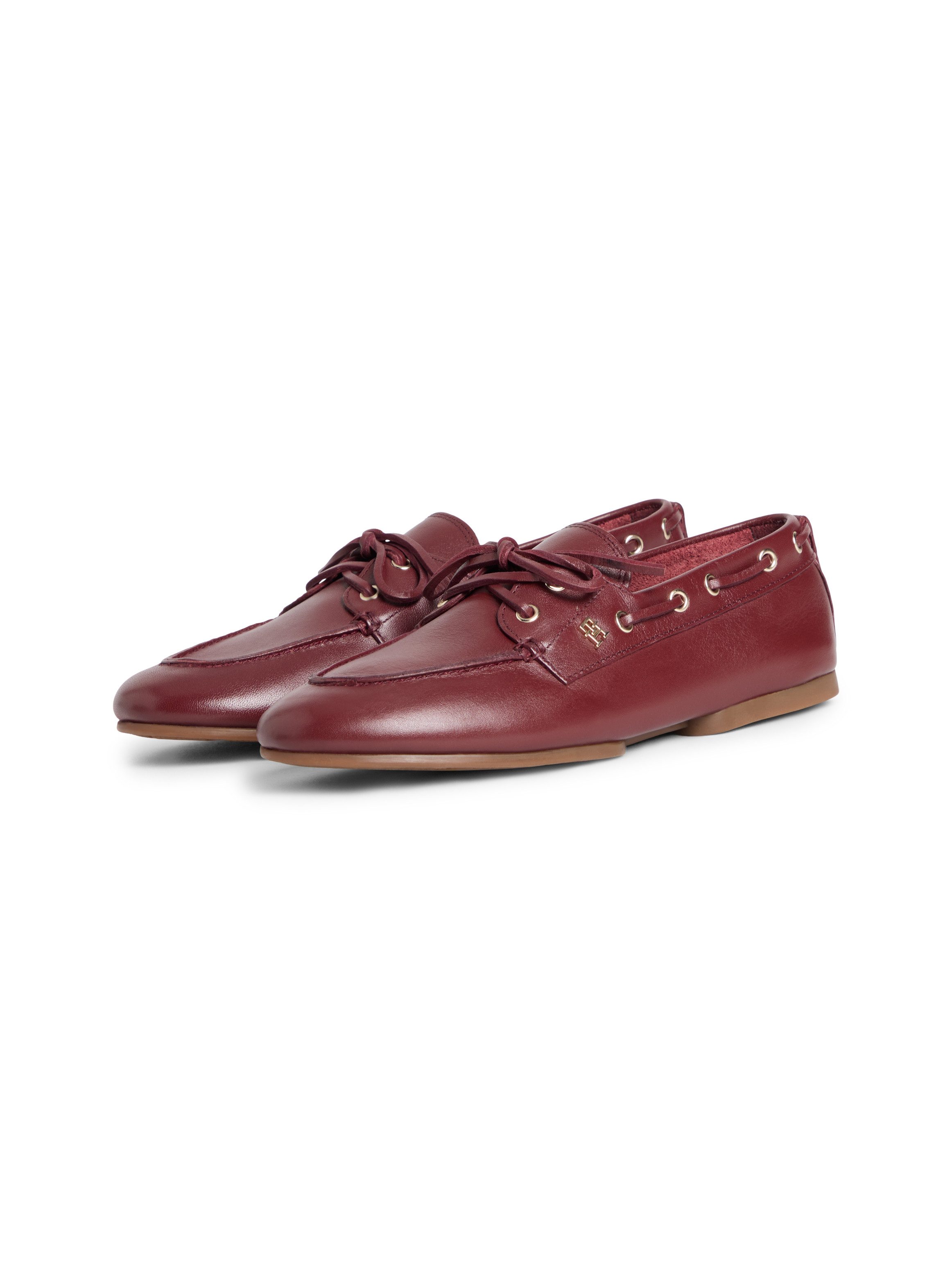 Tommy Hilfiger TH SLEEK LEATHER BOAT SHOE Bootsschuh Bootsschuh, Businessschuh mit Blockabsatz und Ösen mit Durchzug