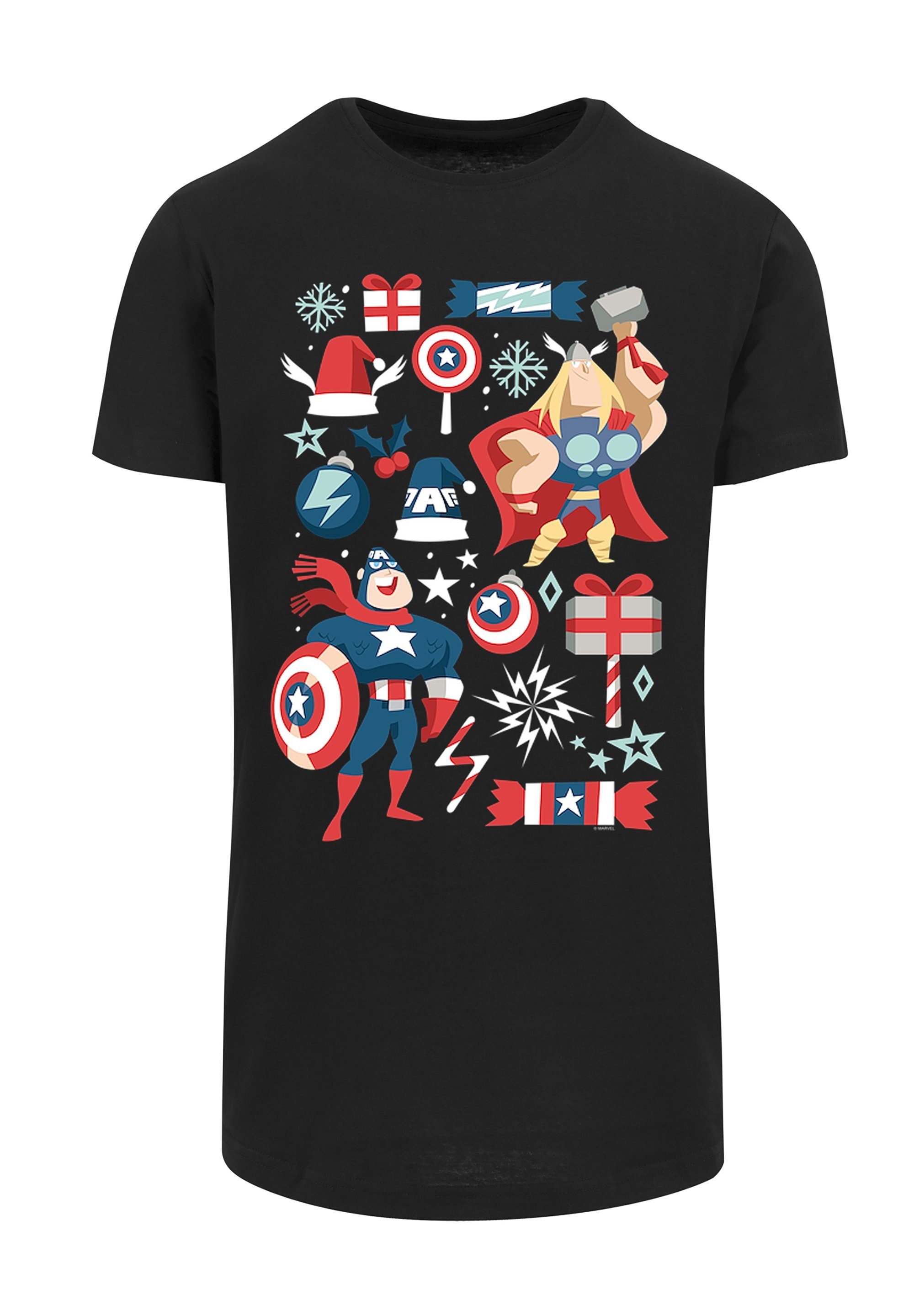 Herren Shirts F4NT4STIC T-Shirt Marvel Thor And Captain America Weihnachten - Premium Superhelden Iron Man Captain America Hulk 