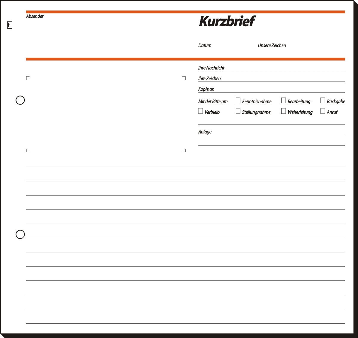Formularblock Formularbuch Kurzbrief 2/3 A4 VE=50 Blatt
