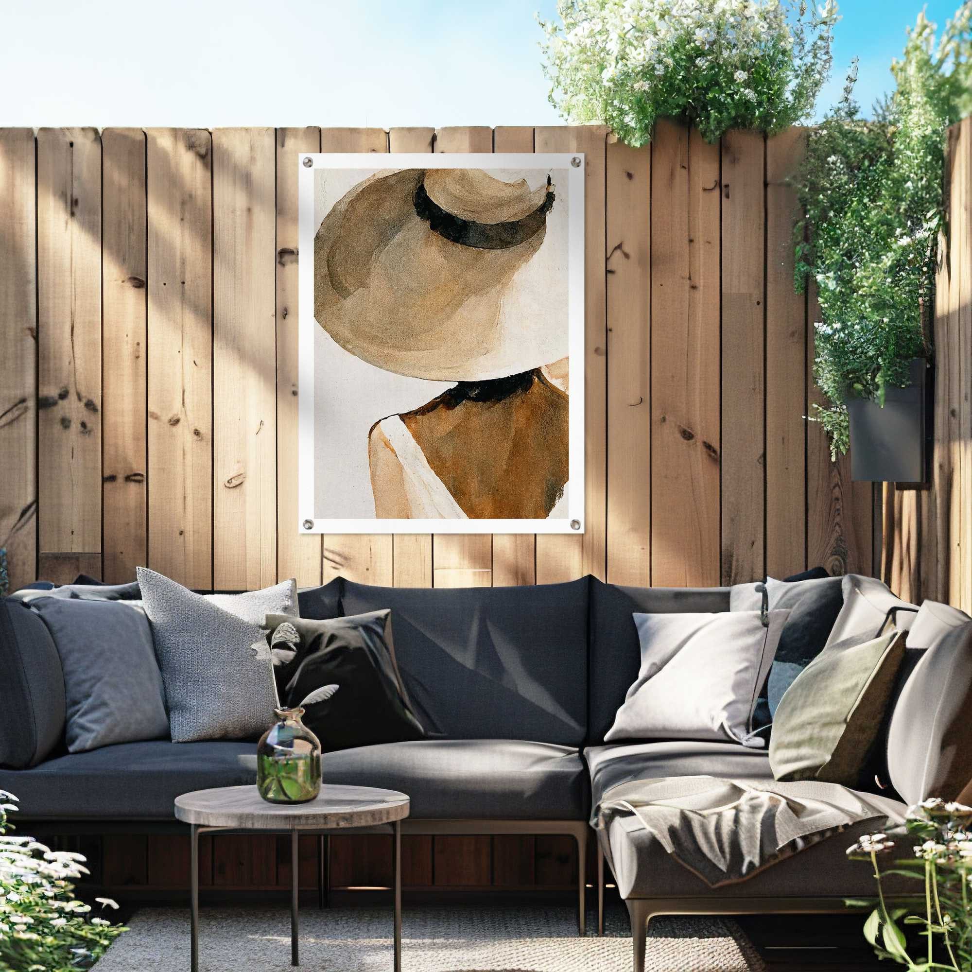 Reinders! Poster Summer Shades, Garten - Frau - Strohhut - Beige - Leinwand - Menschen - 60x80 cm