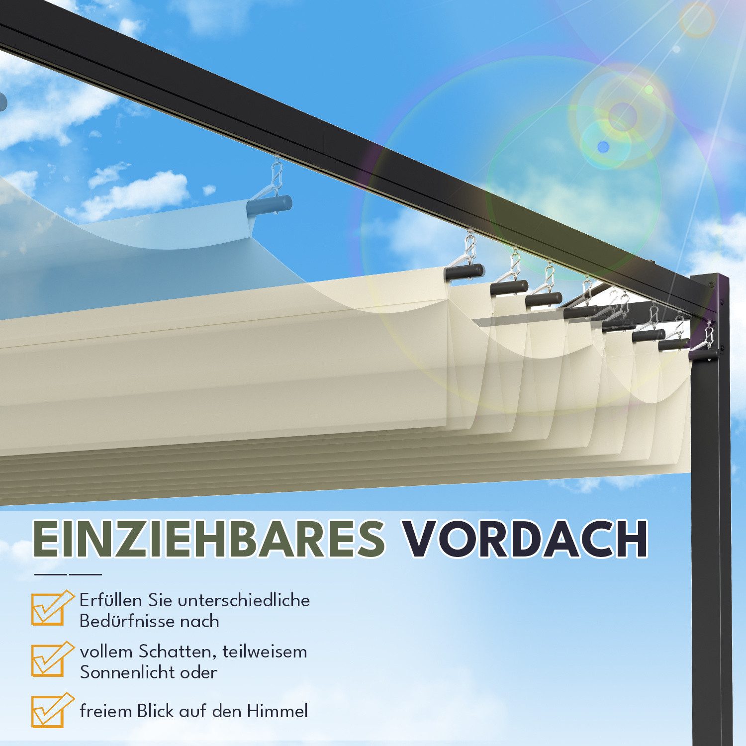 Clanmacy Pergola Pergola 3x3/3x4m Winterfest, Magnetisch befestigte Pergola,Beige