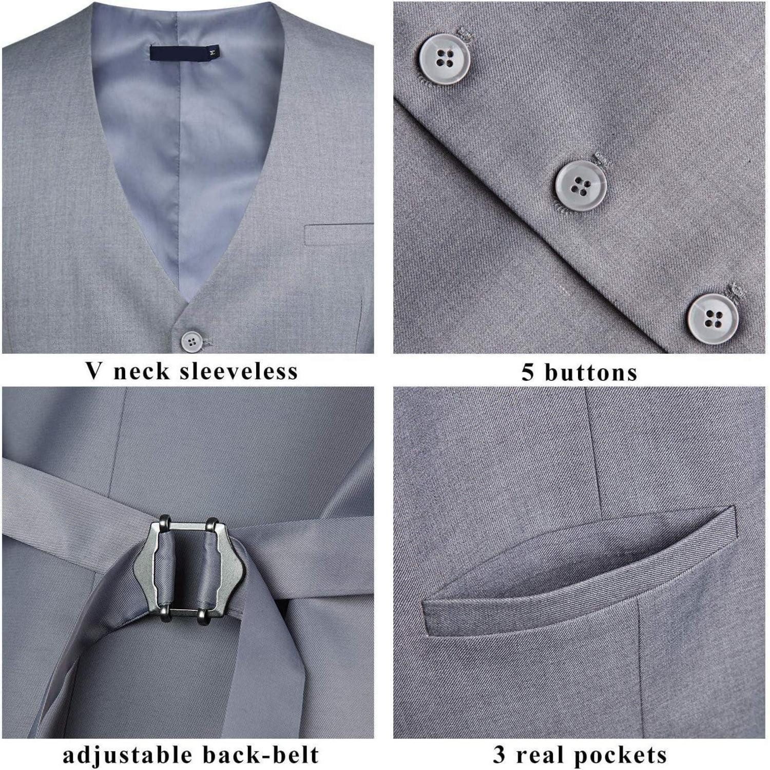 LuxusKollektion Krawatte Anzugweste Herren Hochzeit Business Taschen 4XL Hellgrau