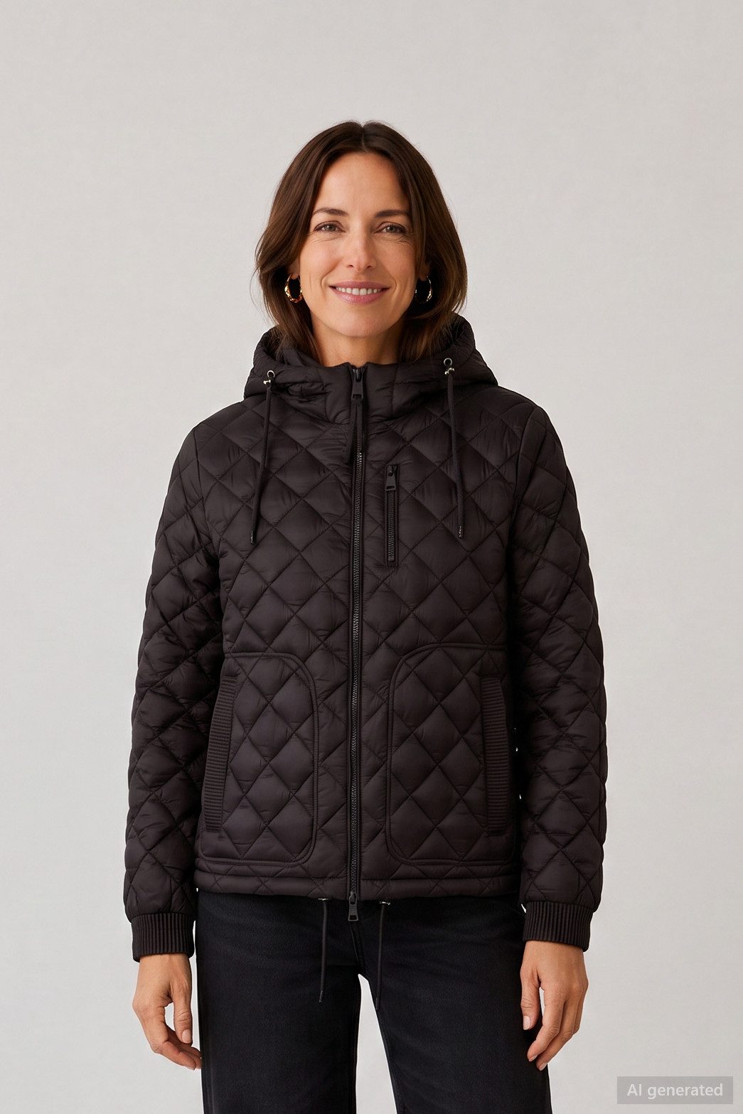 Barbara Lebek Steppjacke Übergangsjacke, Herbstjacke oder Damenjacke mit abnehmbarer Kapuze