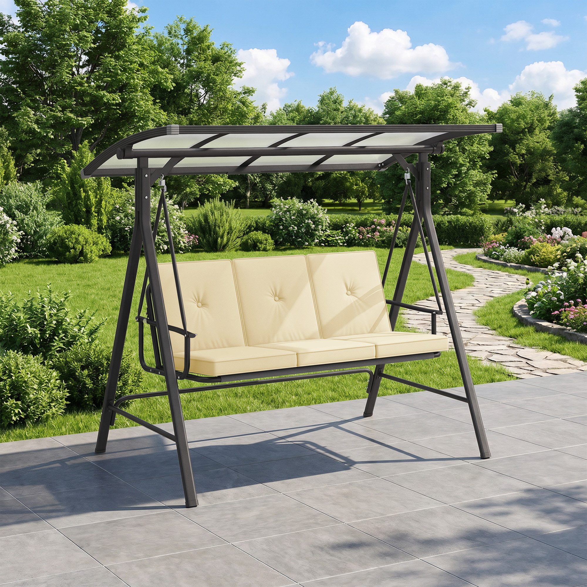 Hollywoodschaukel Gartenschaukel mit Liegefunktion, 3-Sitzer, outdoor