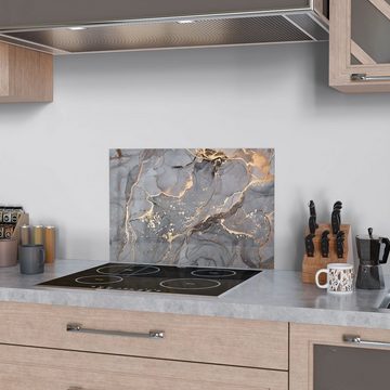 DEQORI Küchenrückwand 'Elegantes Marmormuster', Glas Spritzschutz Badrückwand Herdblende