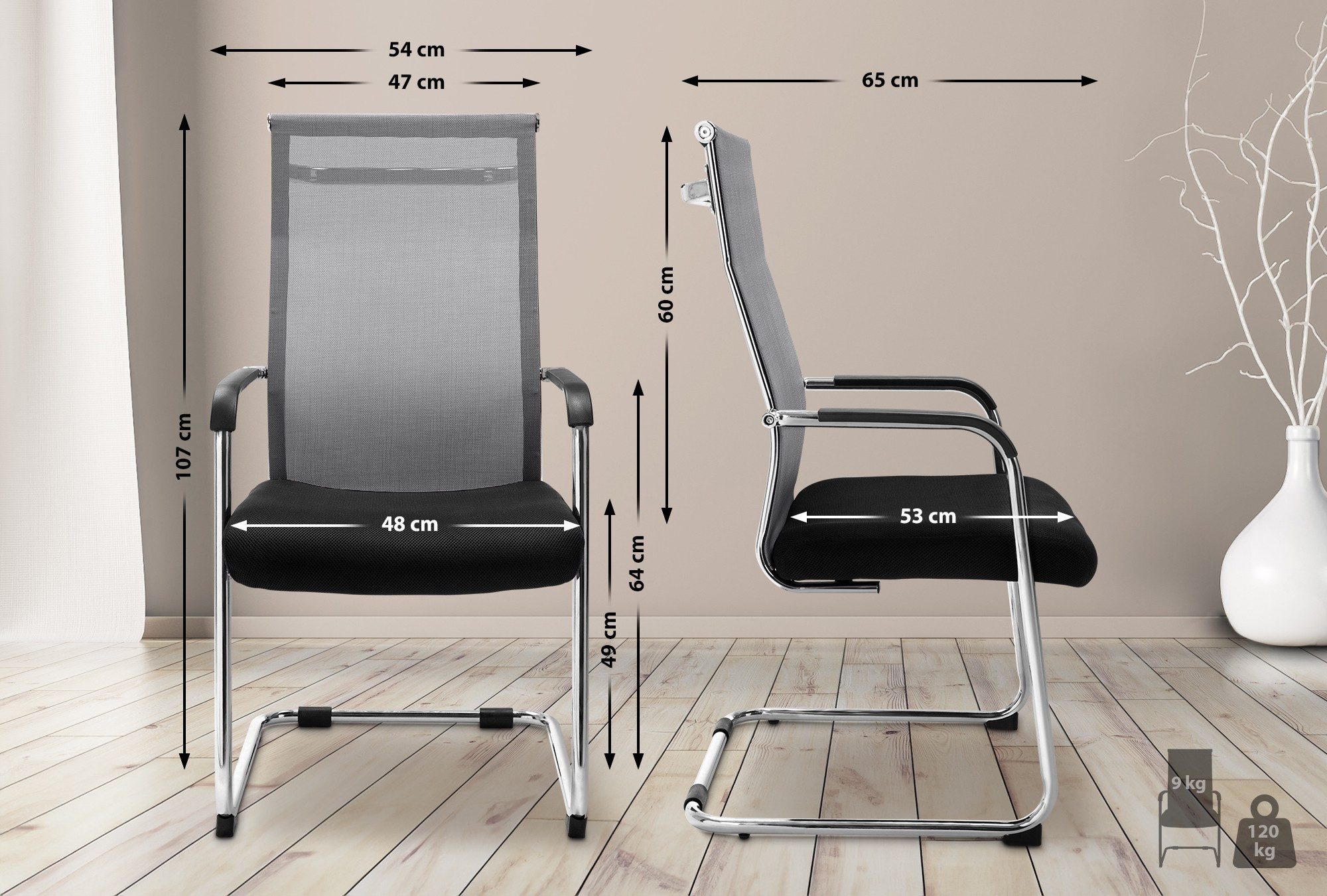 CLP Besucherstuhl Brenda, Freischwinger mit Stoff- und Netzbezug günstig online kaufen
