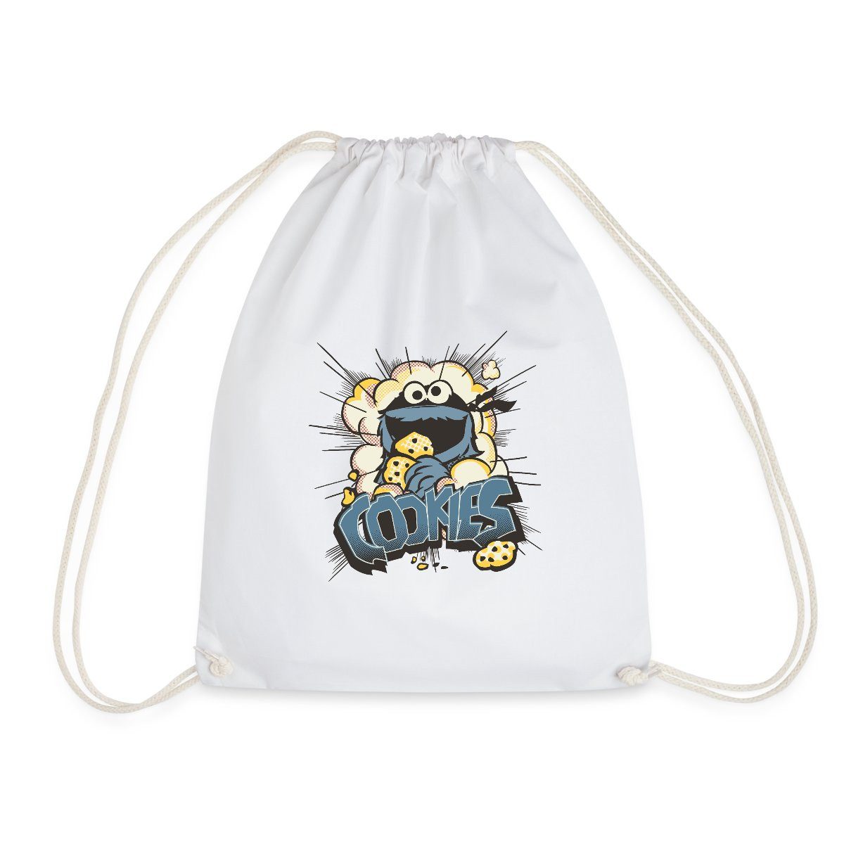 Spreadshirt Turnbeutel Sesamstraße Design Mit Krümelmonster Und Cookies Turnbeutel (1-tlg)