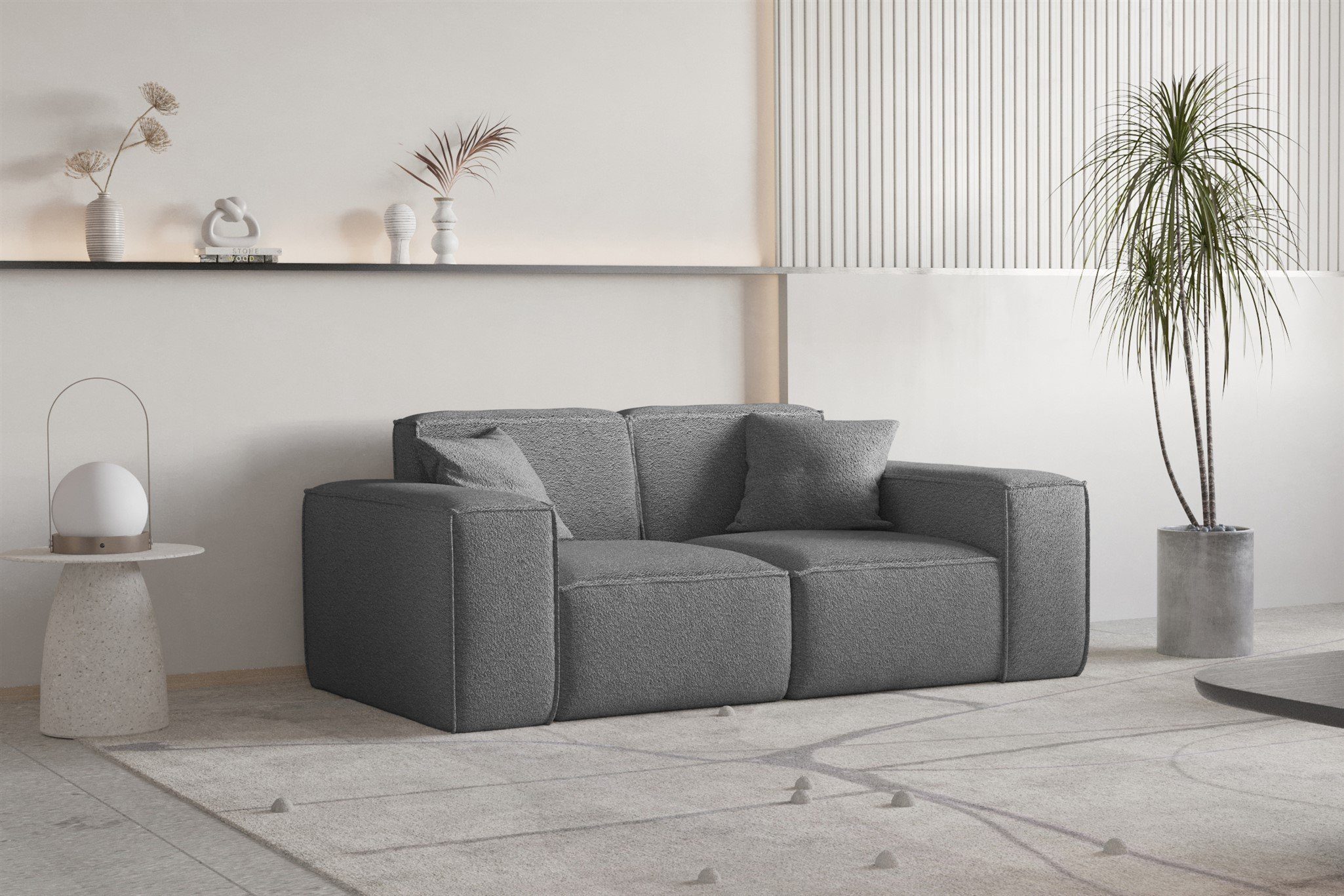 (Inkl. 1 2 Sofa Fun Zierkissen) Chaiselongue Rückenkissen, 2-teilig Möbel Inkl. CELES Sofa-Set 2-Sitzer PREMIUM, Polstergarnitur und