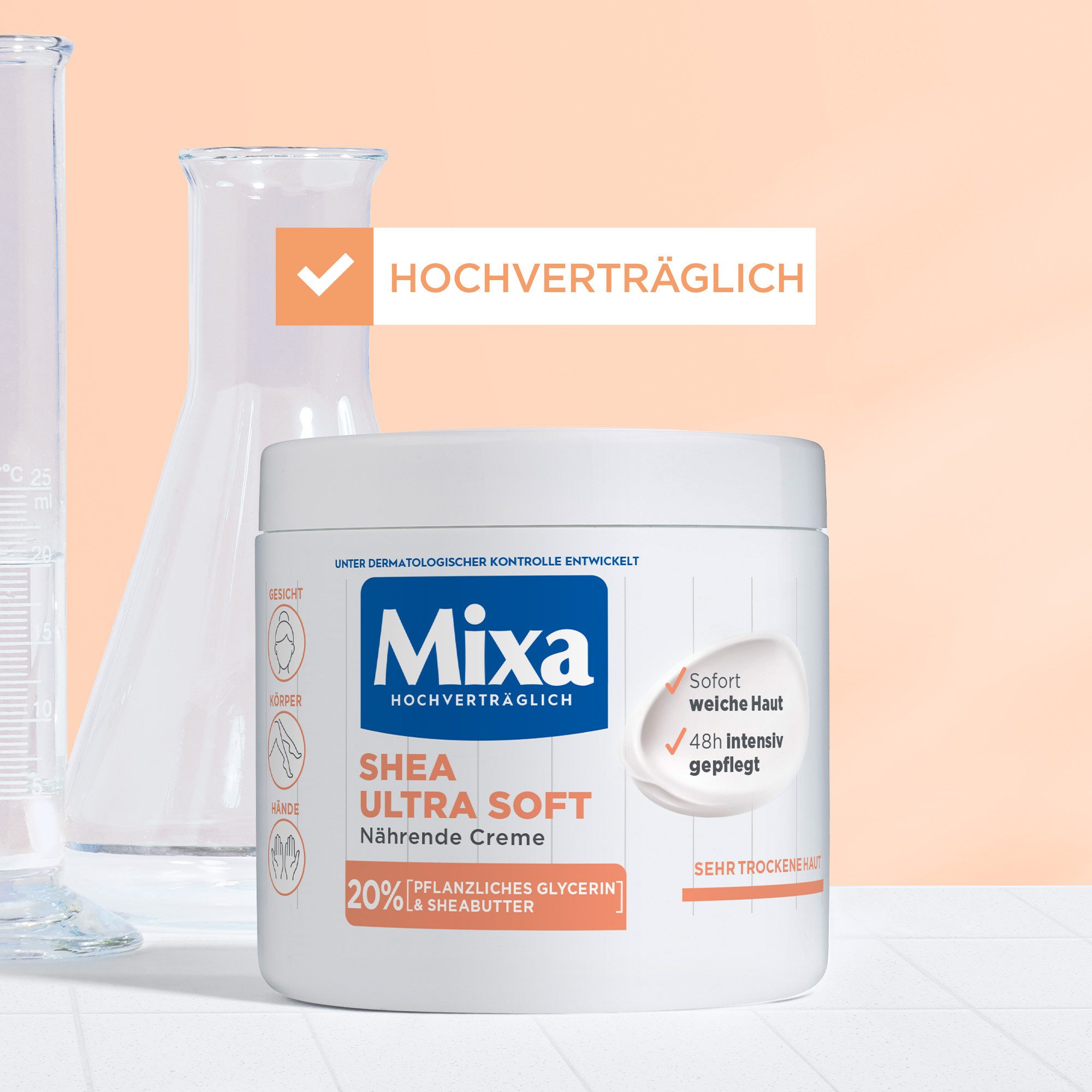 Mixa Körpercreme MIXA SHEA INTENSIVE NÄHRENDE CREME, für sehr trockene Haut für Babys, Kinder und Erwachsene
