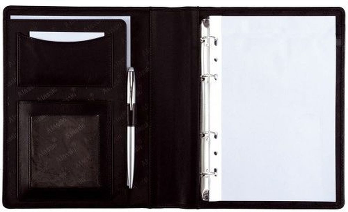 Alassio® Schreibmappe Ringbuchmappe Benaco A5 Lederimitat schwarz
