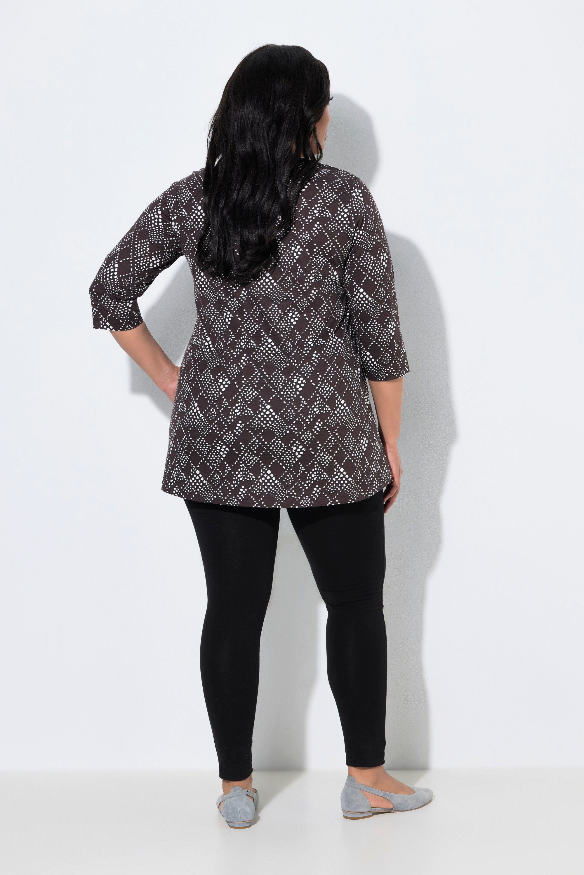 Ulla Popken Longshirt Longshirt grafischer Druck Rundhals 3/4-Arm