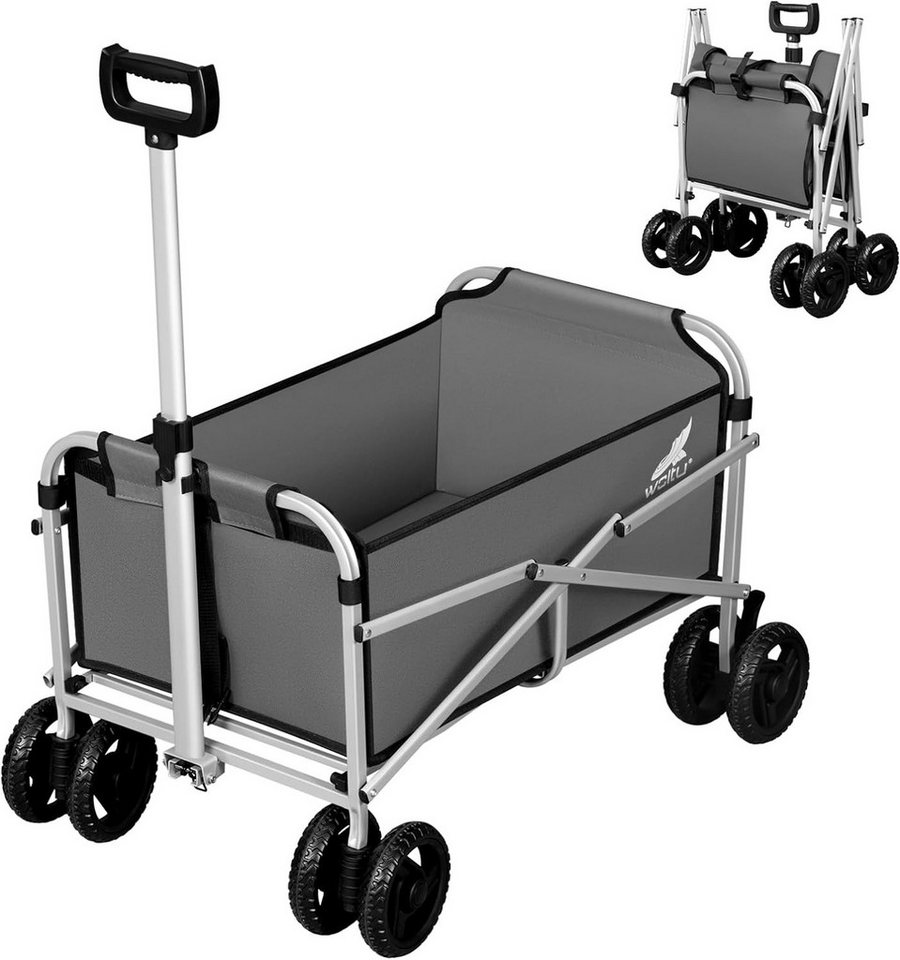 Woltu Bollerwagen (1-tlg), faltbar, mit Bremsen Doppelrädern, 80 kg belastbar