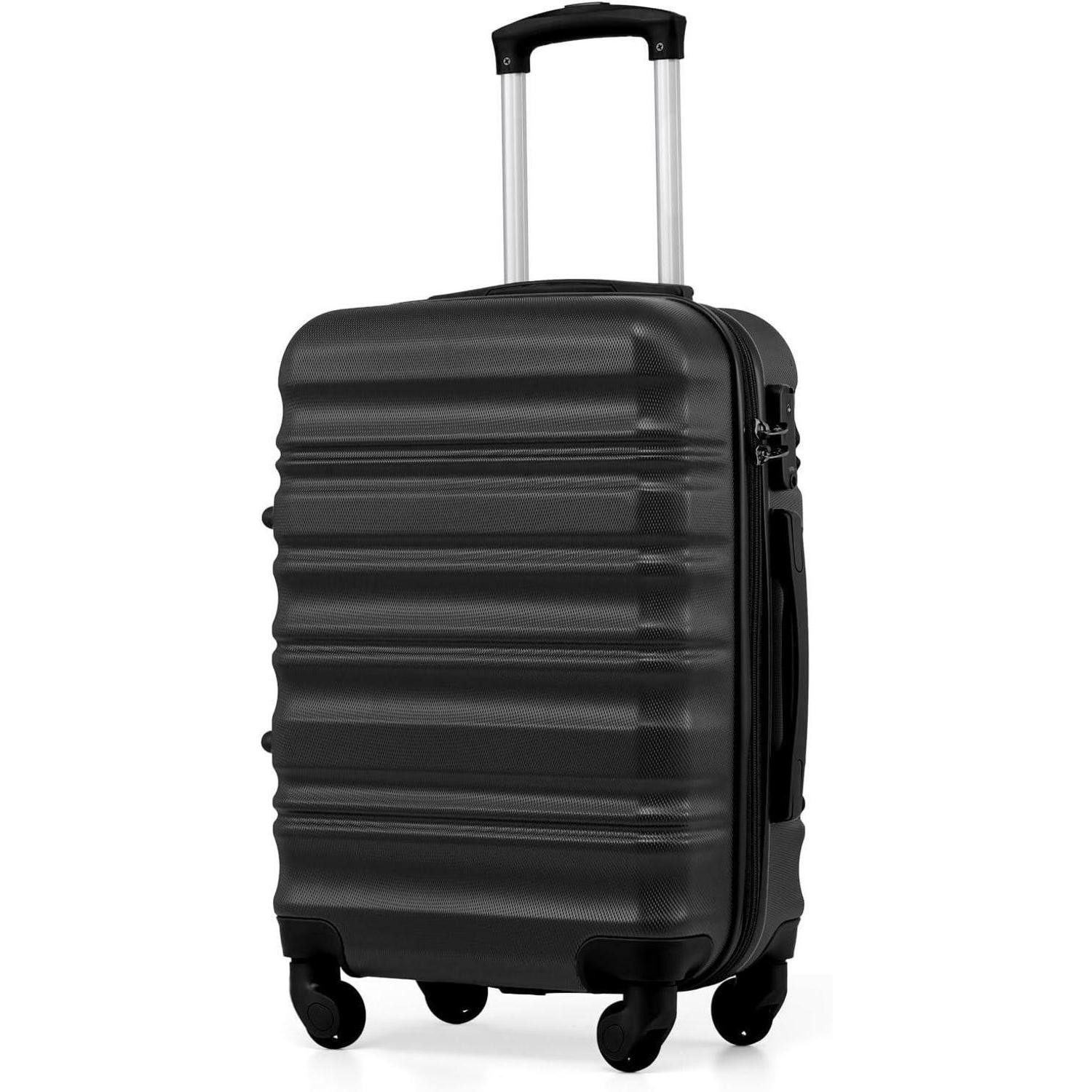 Hartschalen-Trolley Hartschalen-Koffer mit TSA-Schloss, 4 Rollen Schwarz 56x39x22cm
