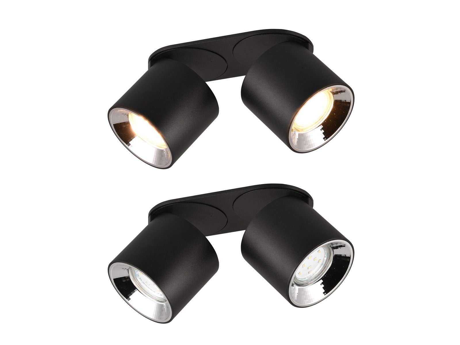 TRIO Leuchten LED Deckenstrahler, Dimmfunktion, LED wechselbar, Warmweiß, Wandstrahler innen, dimmbar über Schalter, Aufbauspots Schwarz 18cm