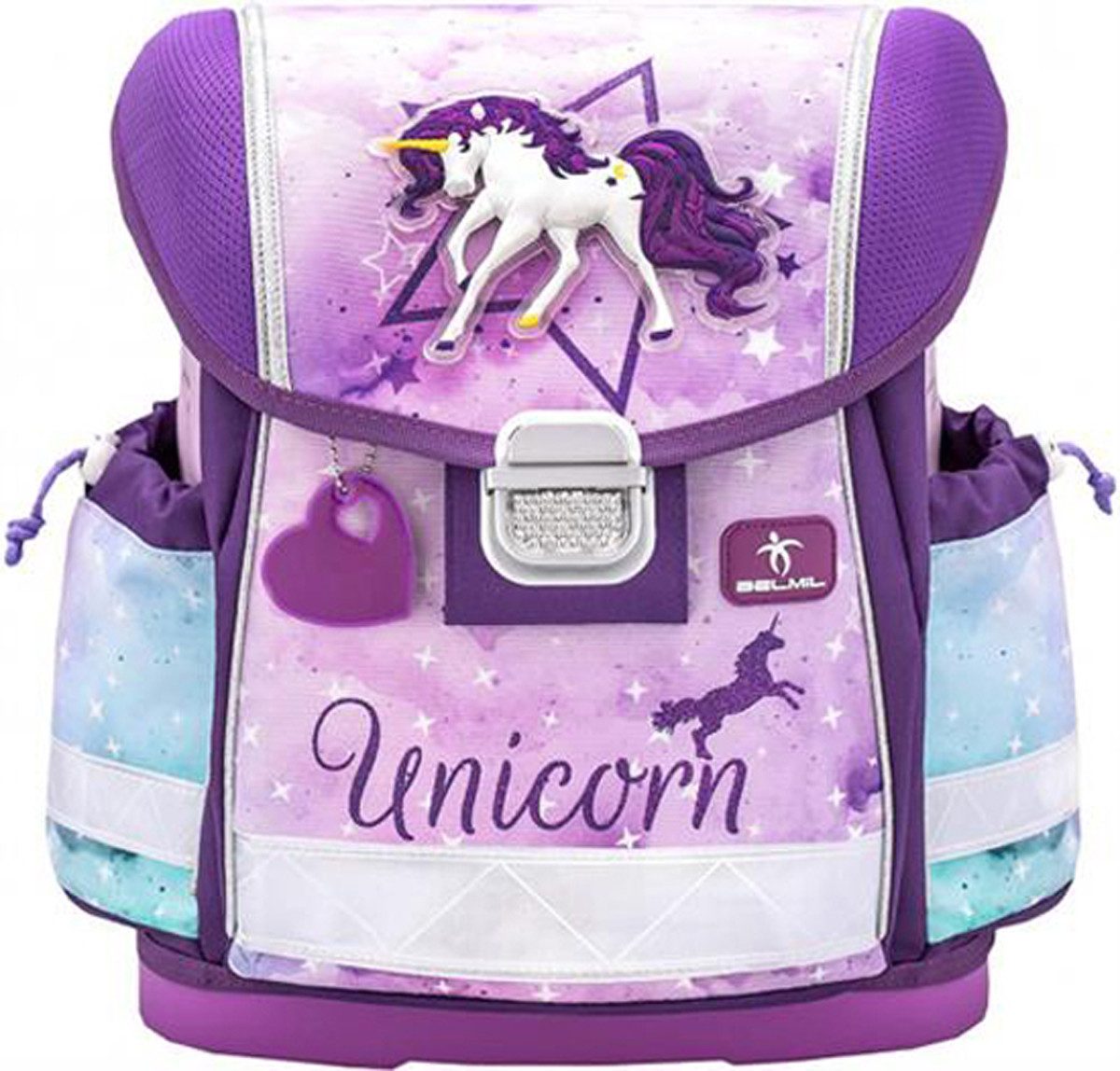 Belmil Schulranzen Einhorn-Rucksack Schultasche Junior 19 Liter Polyester violett/pink