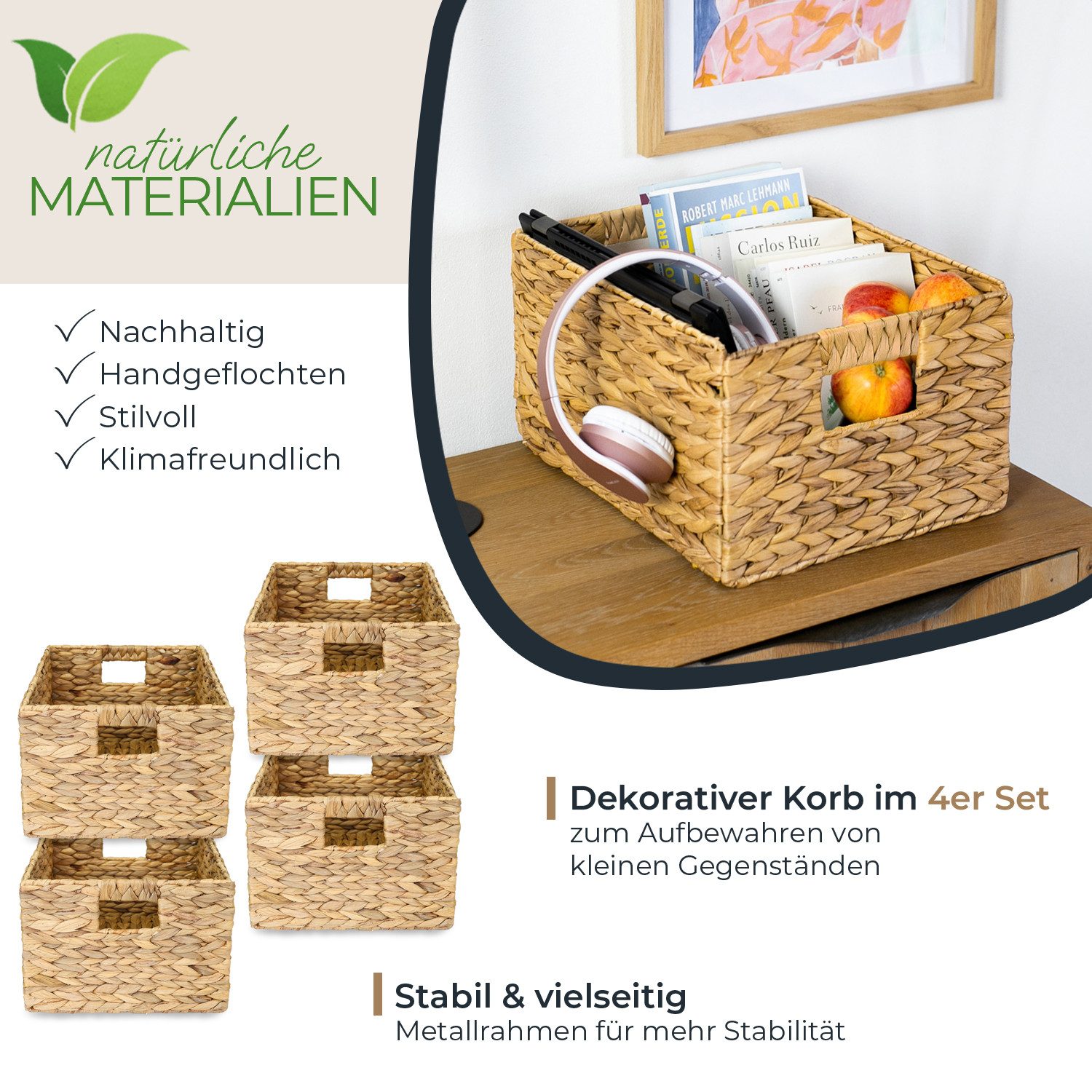 HMF Aufbewahrungskorb faltbarer Korb geflochten aus Wasserhyazinthe Seegras günstig online kaufen