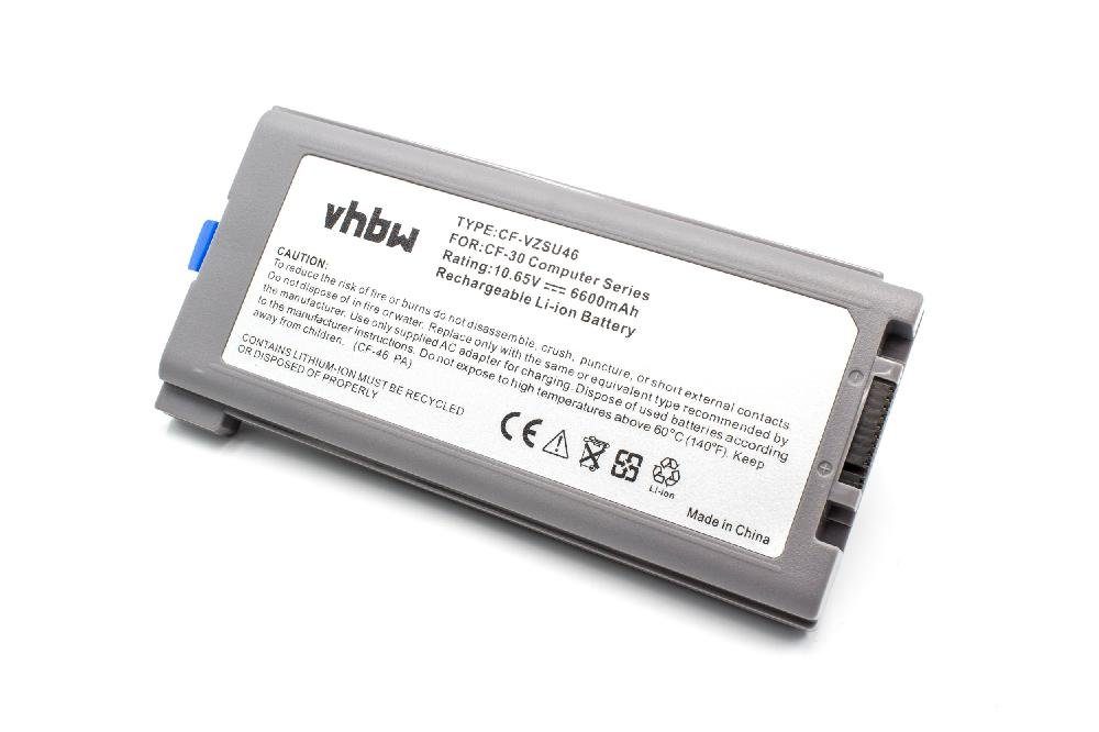 vhbw kompatibel mit Panasonic Toughbook CF-53, CF-30, CF-31 Laptop-Akku Li-Ion 6600 mAh (10,65 V)