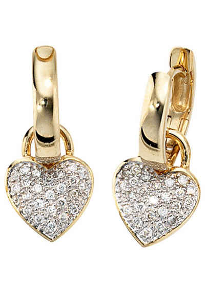 JOBO Paar Сережки-кільця, 585 Gold bicolor mit 48 Diamanten