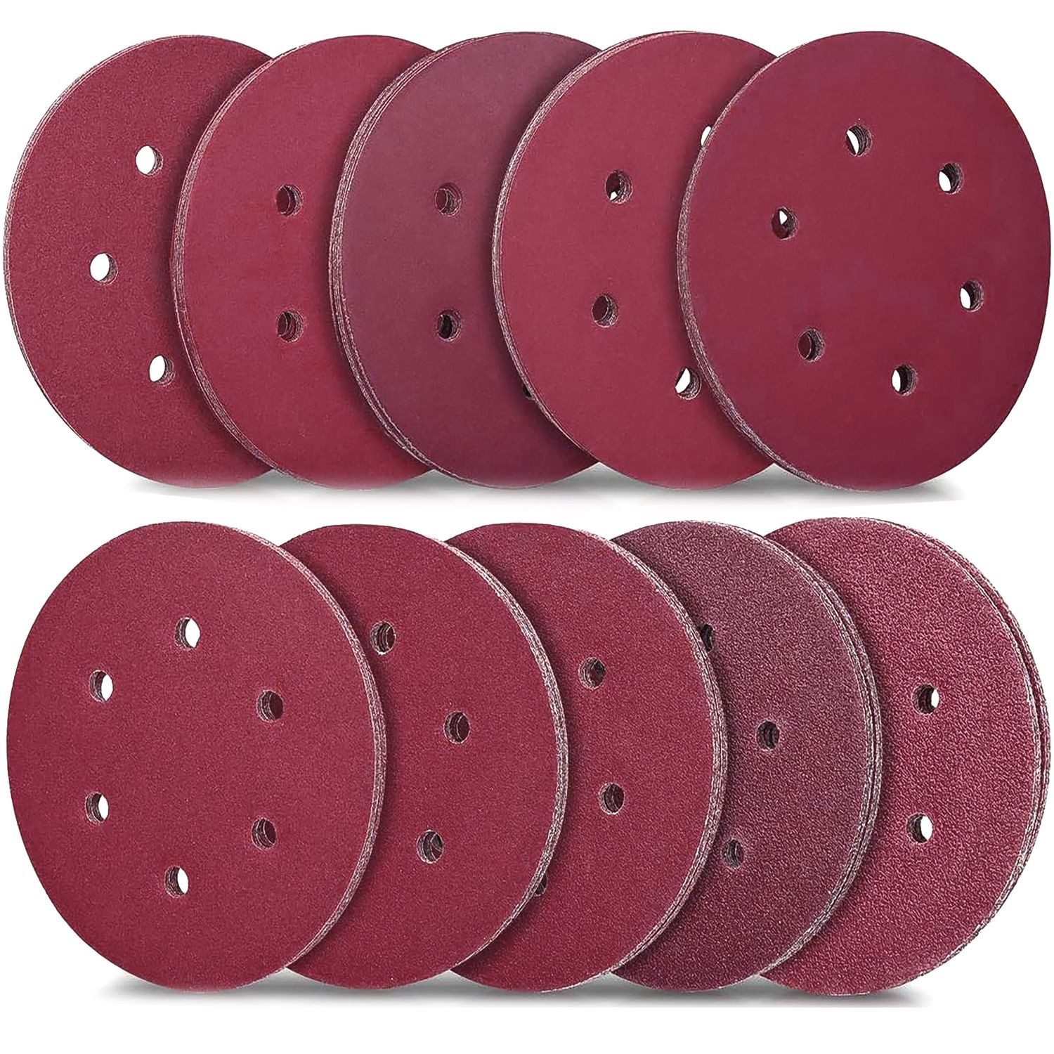 Intirilife Schleifpapier, (Set, 100 St., 100x Schleifpapier), Schleifpapier Set 6 Loch Exzenterschleifer 150mm Klett Schleifscheibe