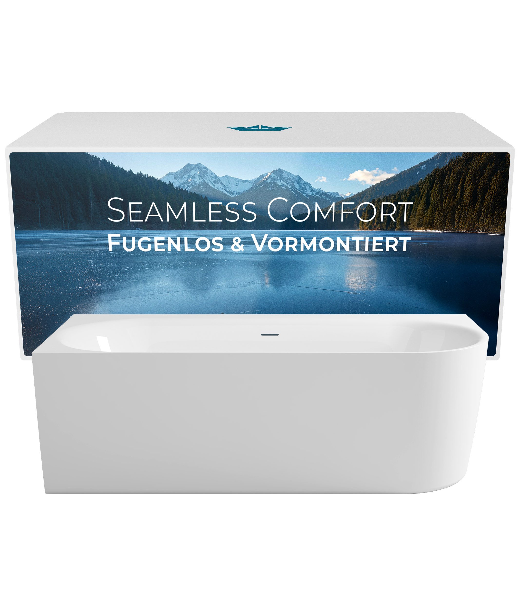 Calmwaters Badewanne Seamless Comfort, (Vorwand-Badewanne, 5-tlg), 180 x 80 cm, Fugenloses Komplettset, vormontiertes Zubehör, 02SL6222